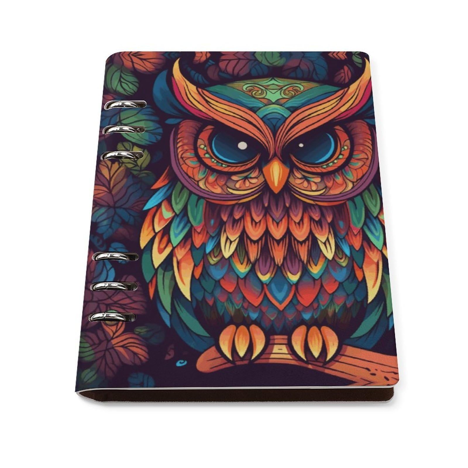 Cuaderno A5 de hojas sueltas recargable con grabado de búho 8