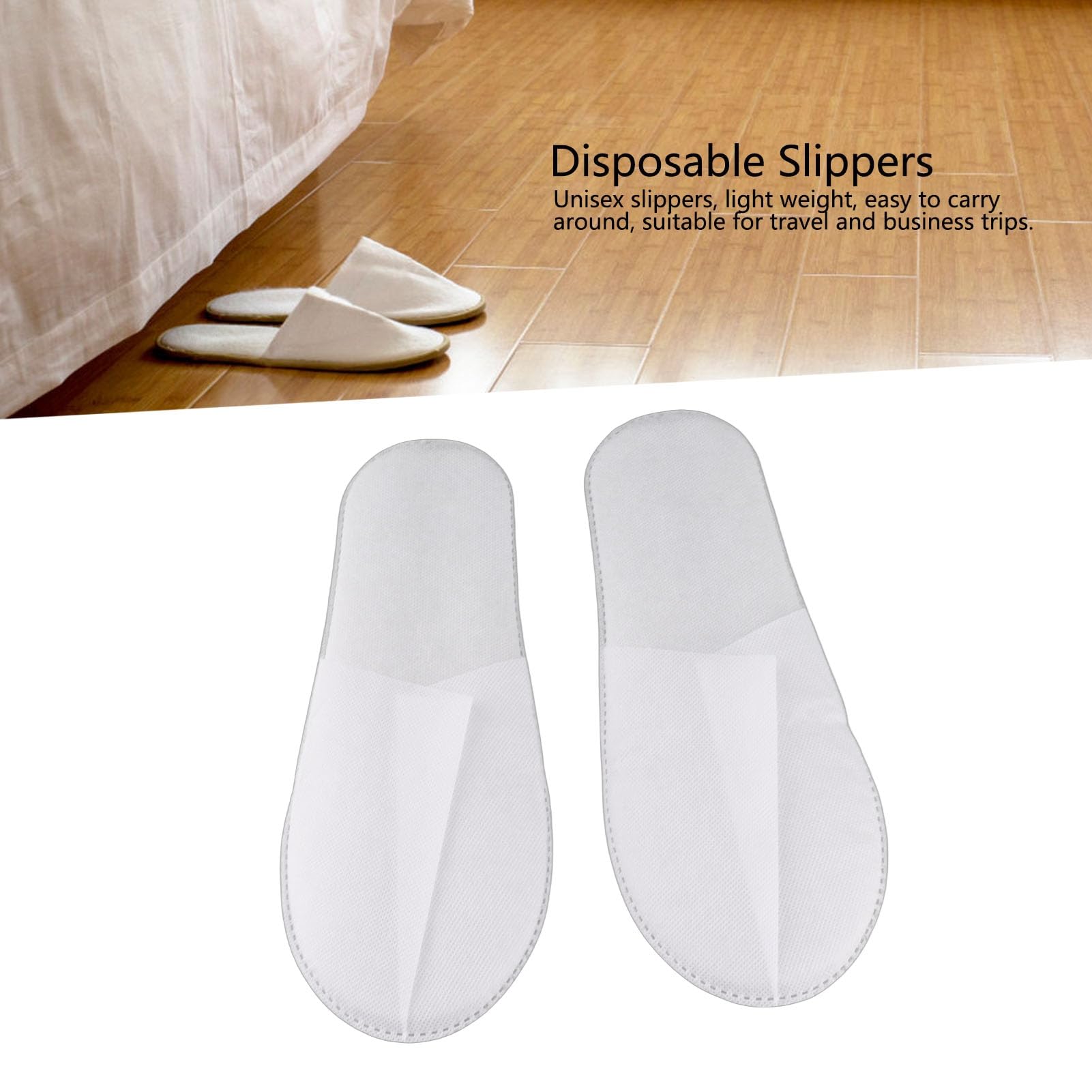HEEPDD 50 Paia Pantofole Usa E Getta, Pantofole da Interno per Hotel Pantofole per Ospiti di Nozze Confezione di Pantofole per Donne Uomini Home Spa Hotel (Lavagna bianca in tessuto non