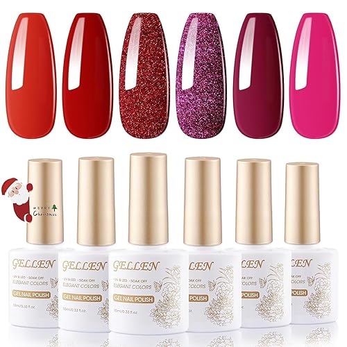 Miniatura 9 de Gellen Juego de 6 esmaltes de uñas de gel rosa, 6 colores de 0.3 onzas líquidas, tonos rosa intenso, magenta, Sakura, rosa suave, esmalte de gel