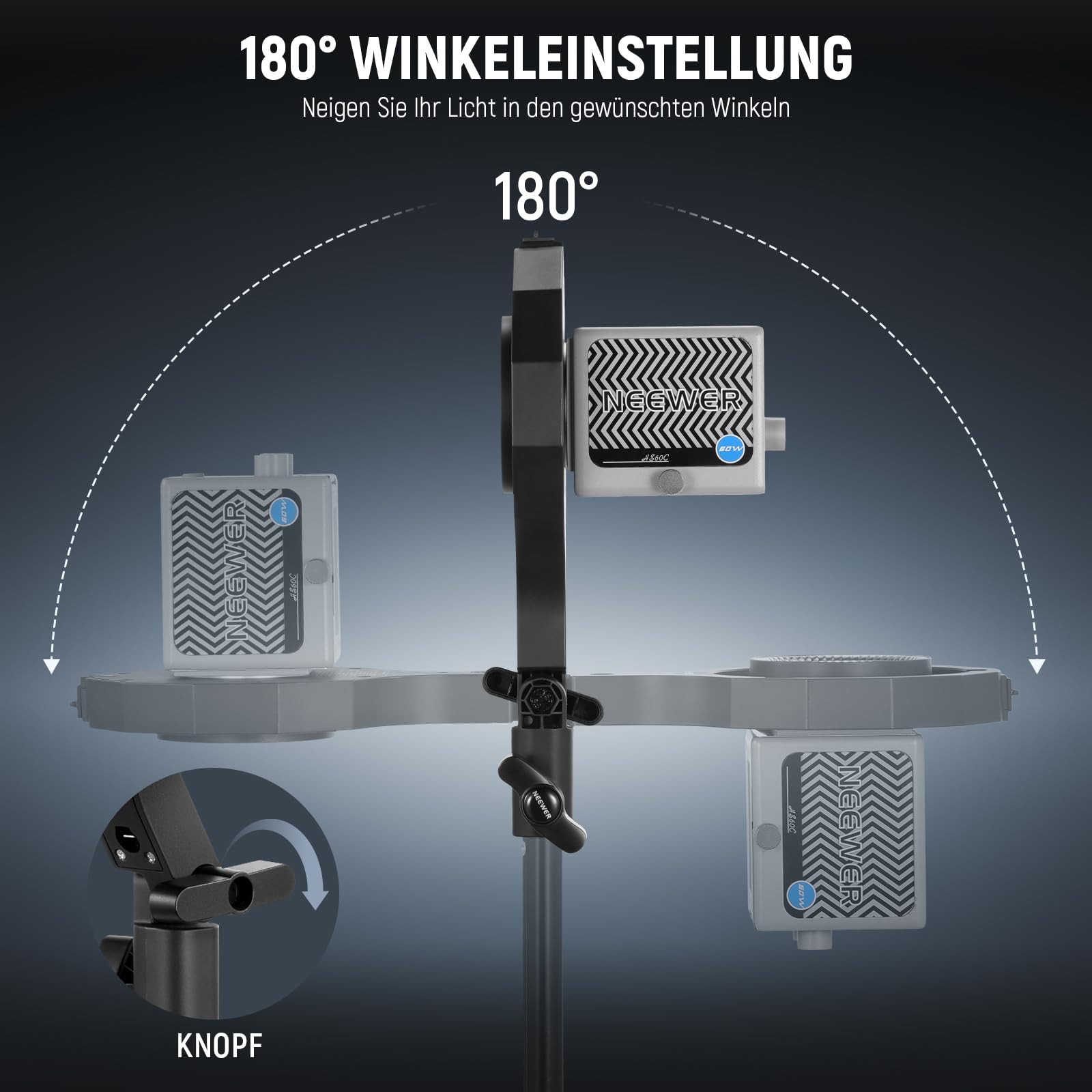 NEEWER Bowens Halterung, Mini zu Bowens Adapterring mit Schirmhalterung, 5/8" Aufnahme, 180° Neigung, NUR für NEEWER Mini Halterungsleuchten, CHB1