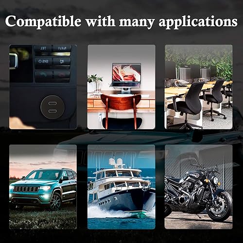 Miniatura 5 de BATIGE - Cable USB de doble puerto tipo C 3.1 macho a hembra de 2 puertos tipo C 3.1 para montaje en coche, impermeable, extensión para panel de