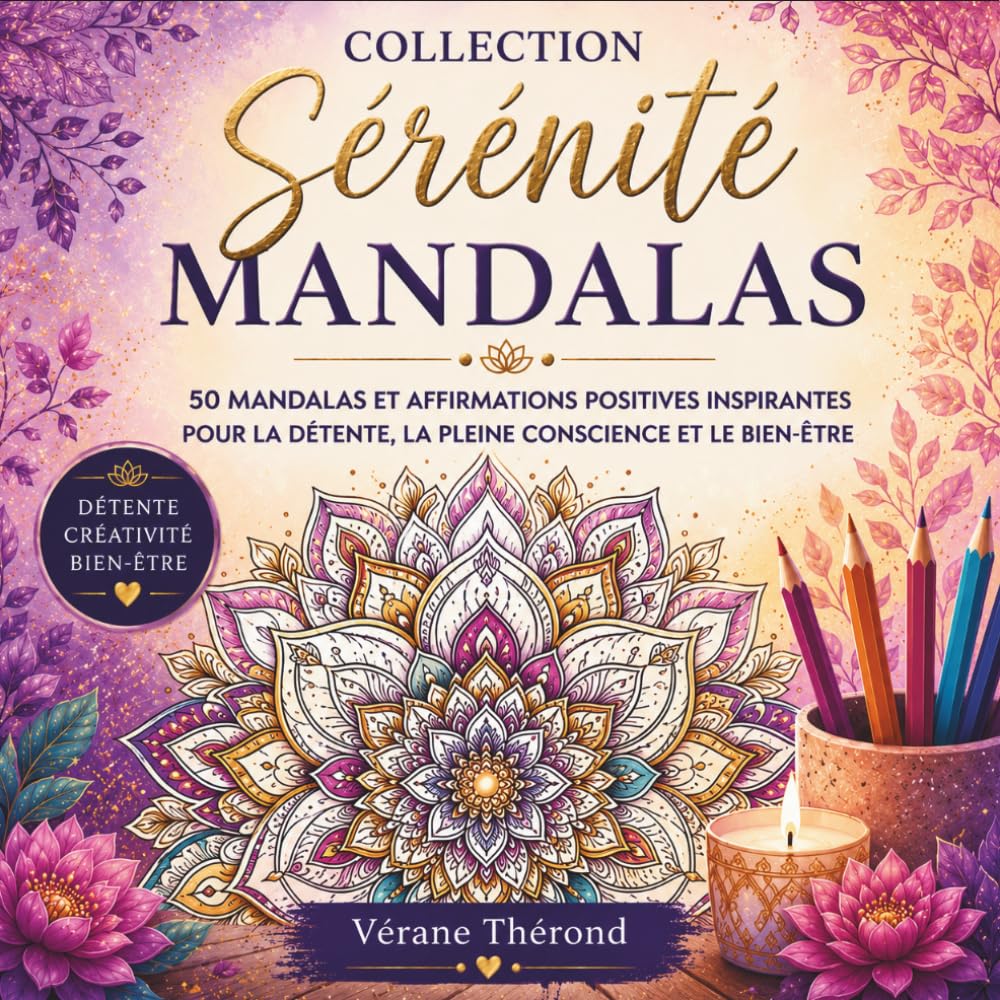 Collection Sérénité-Mandalas: 50 mandalas originaux à colorier accompagnés de 50 affirmations positives inspirantes