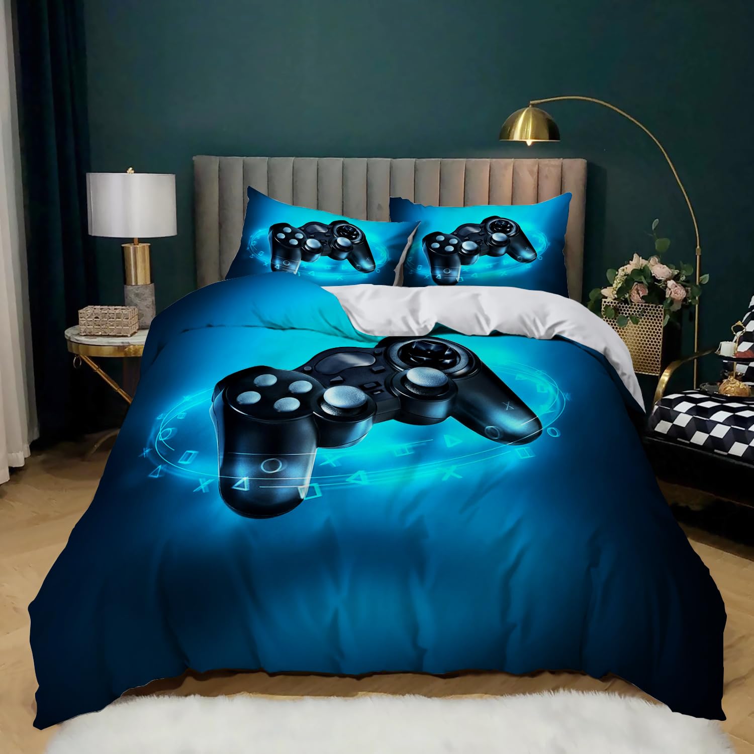 Yzehomijia Game Controller Duvet Cover Sets, 3D Graphic Print, Microfibre for Children 220×240 cm + 2 Pillowcases 65x65 cm.(G8×220) - Image 2