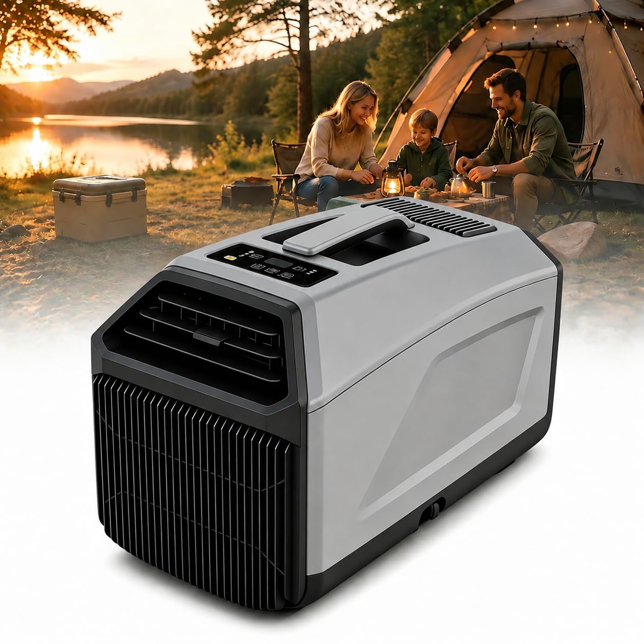 KPOUYYDS Small Portable AC, Tent Air Conditioner - 4500/5100 BTU Dual Hose RV Cooler, 330W Low Power, 36dB Quiet Sleep Mode for Camping, Van Life, Truck Cabins 4500BTU/AC