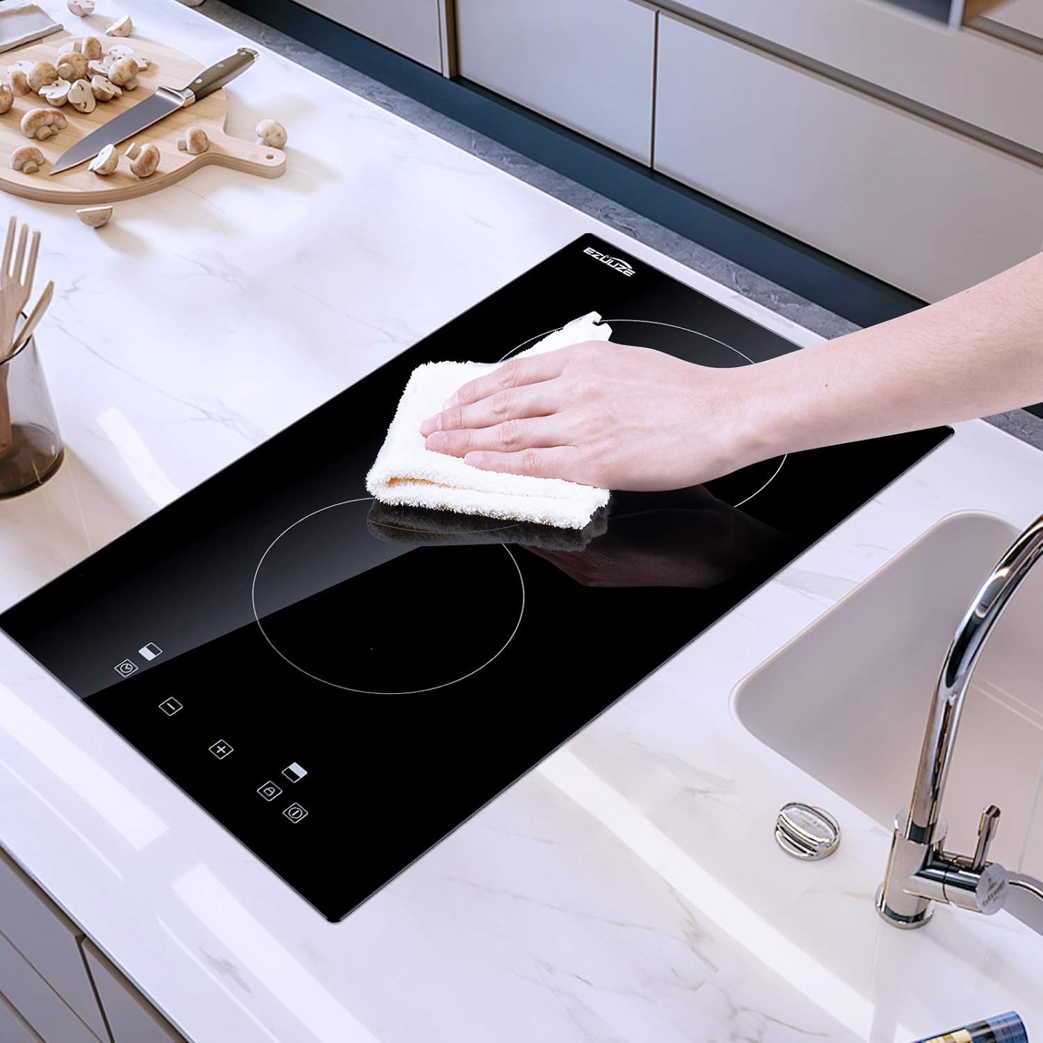 Best Seller Electric Cooktop, EZUUZE 2 Burner Electric Cooktop,12 Inch Electric Stove Built in, Safety lock, 9 Heating Level, Residual Heat Warning, Sensor Touch Control, 240V Ceramic Cooktop Best Cyber Deals 🔥 Electric Cooktop, EZUUZE 2 Burner Electric Cooktop,12 Inch Electric Stove Built in, Safety lock, 9 Heating Level, Residual Heat Warning, Sensor Touch Control, 240V Ceramic Cooktop