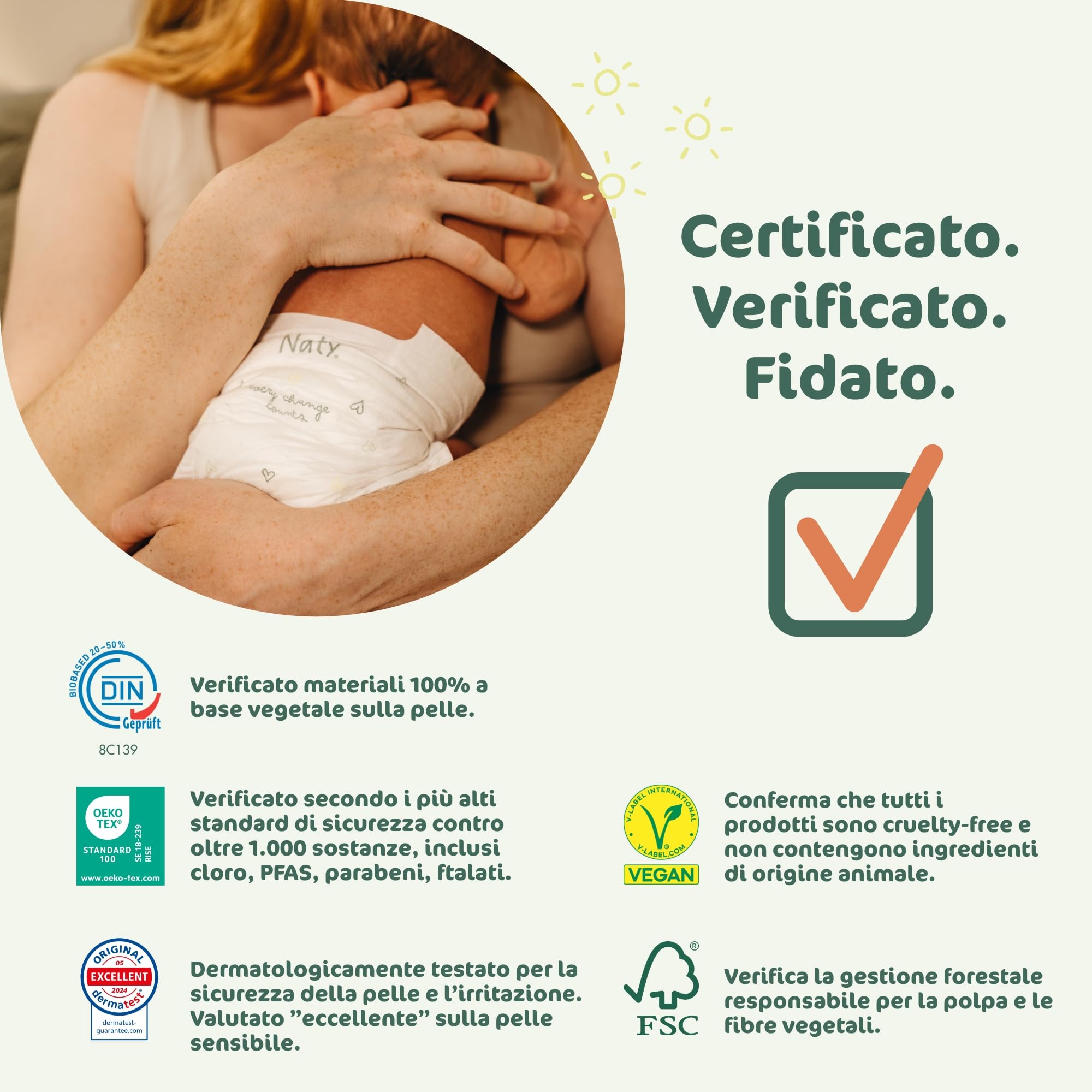 Naty BioEmbrace Pannolini per Bambini Taglia 4 (7–18 kg) | 100% a base vegetale sulla Pelle | Morbidezza vegetale, Dermatologicamente Testati, Super Assorbenti | 88 Pezzi