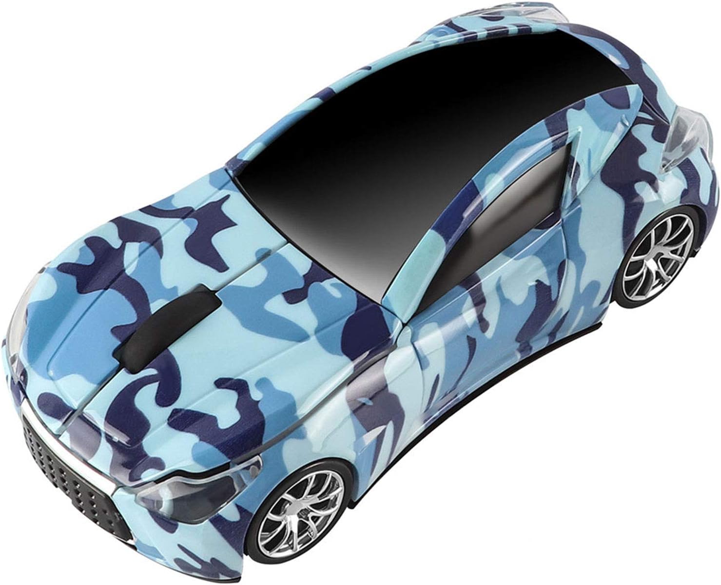 CHUYICool Sports 3D Car Shaped Wireless Optical Mouse 1600DPI 3 Button Ergonomic Office Mice with USB Receiver for Travel Business School Home Gift (Camouflage Blue)