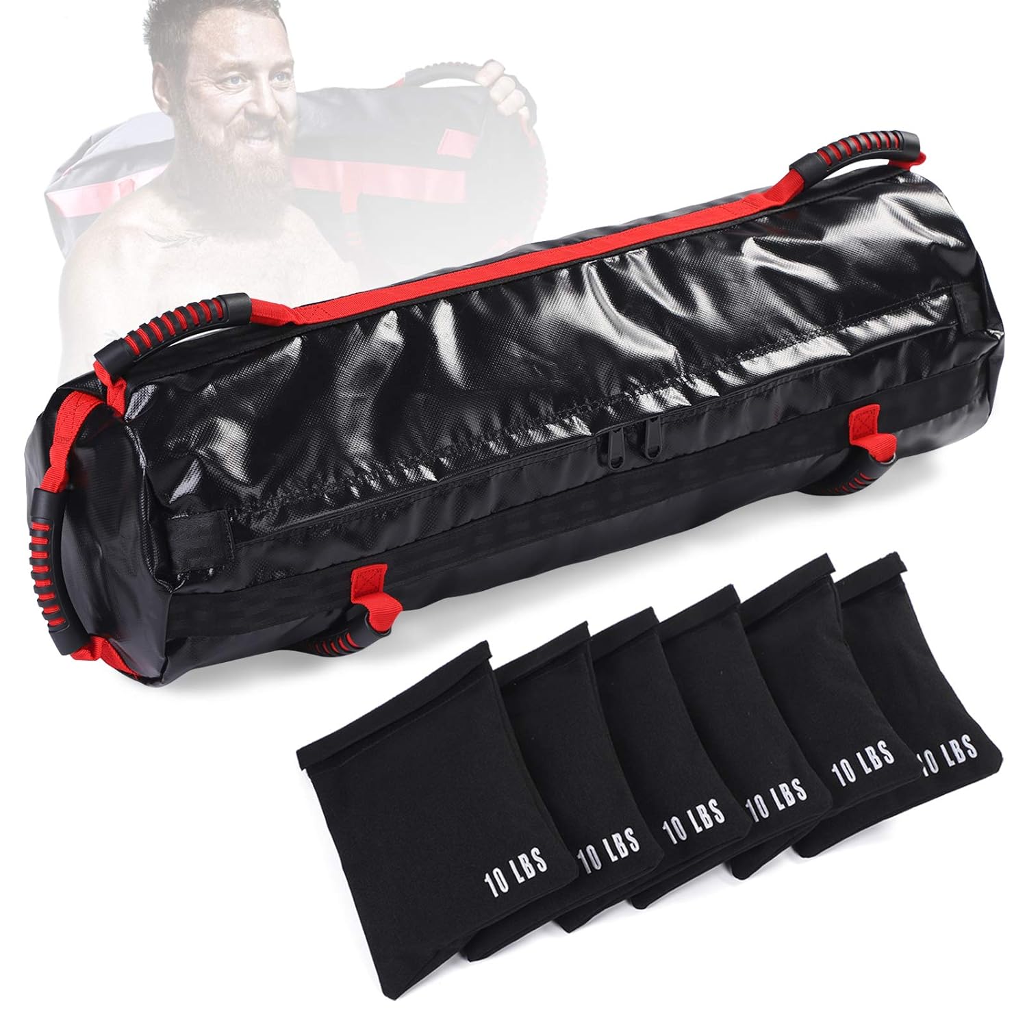 Workout Sandbag, Adjustable Fitness Sandbag with 6 Filler Bags 10 to 60