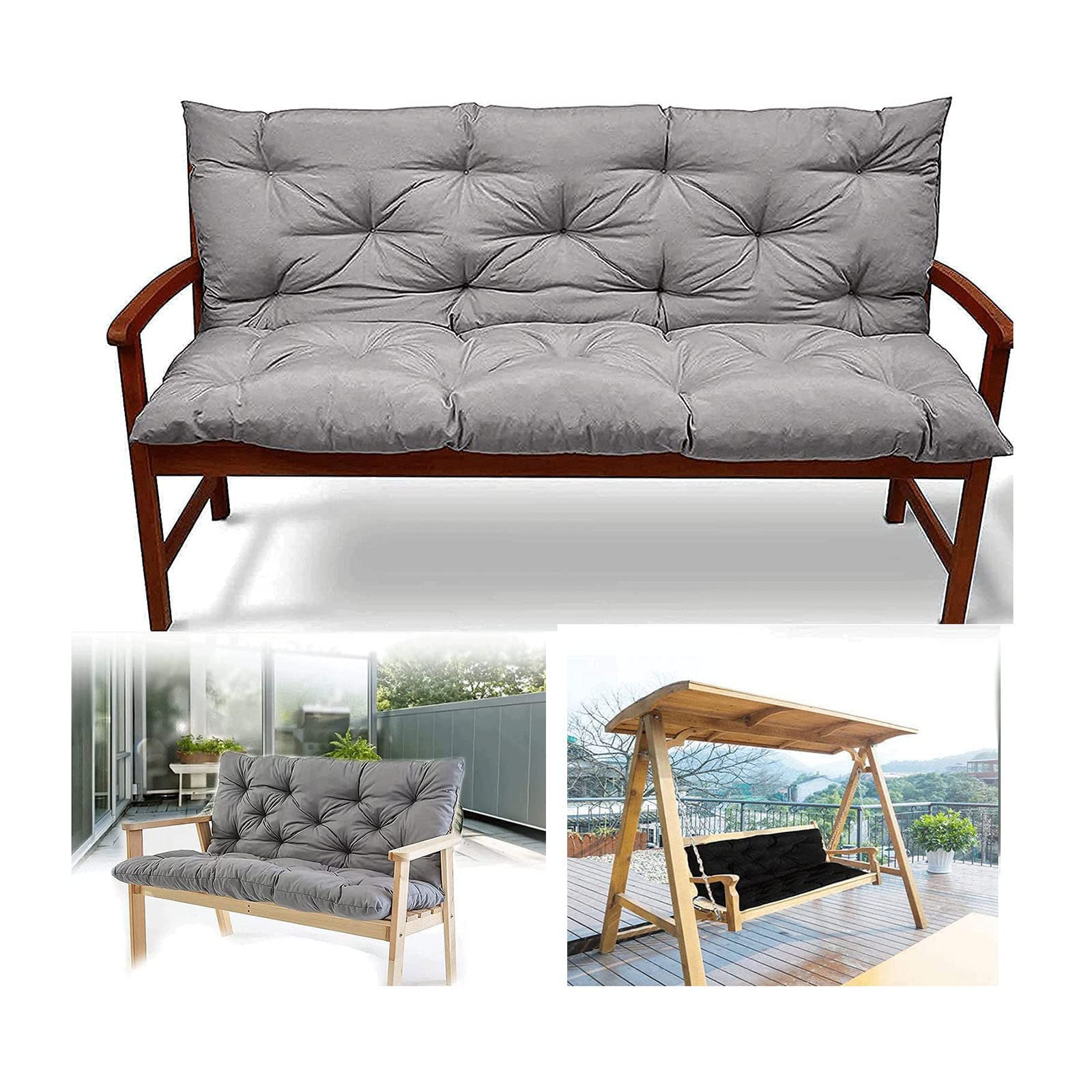 Garden Swing Seat Cushions With Backrest Seater Waterproof