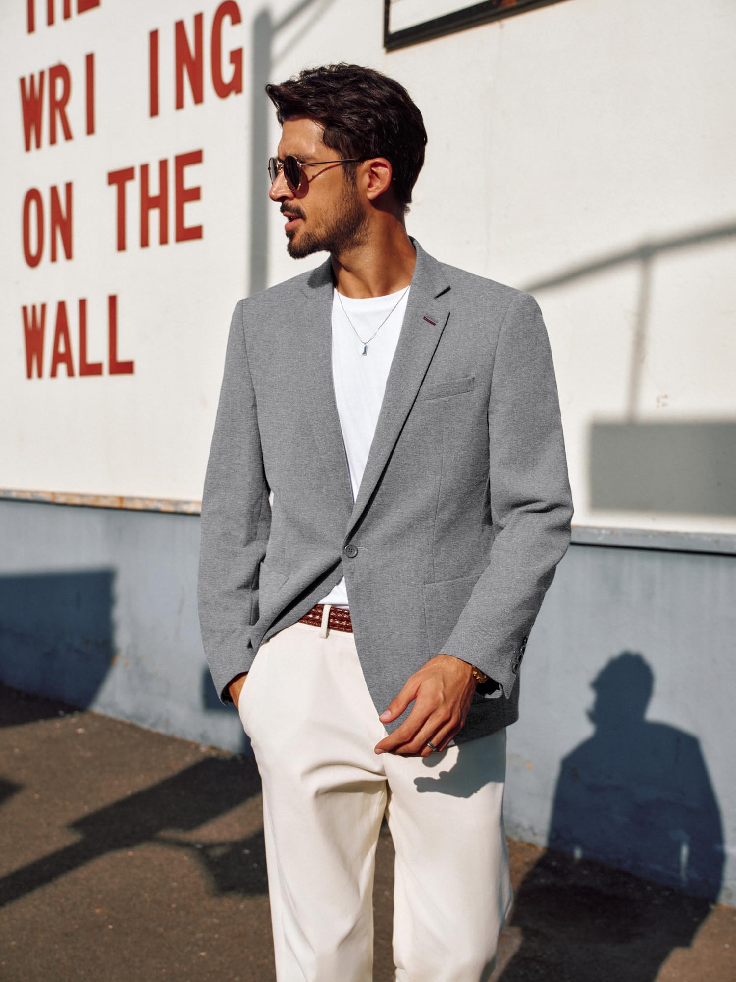 PJ PAUL JONES Sakko Herren EIN Knopf Sommer Leinen Blazer Sportlich Leichte Jackett