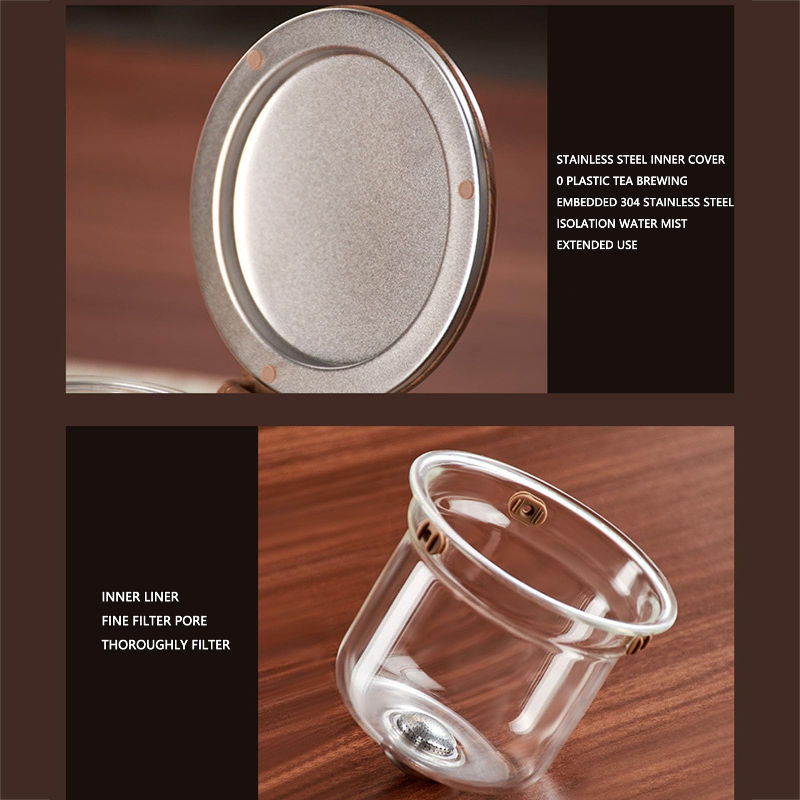 Fockety Glas-Teekanne, Großes Fassungsvermögen, Transparente Magnetische Wassertrennungs-Teekanne, Glas-, Teebereiter, Bezaubernde mit Abnehmbarem Teesieb für das (600 ml)