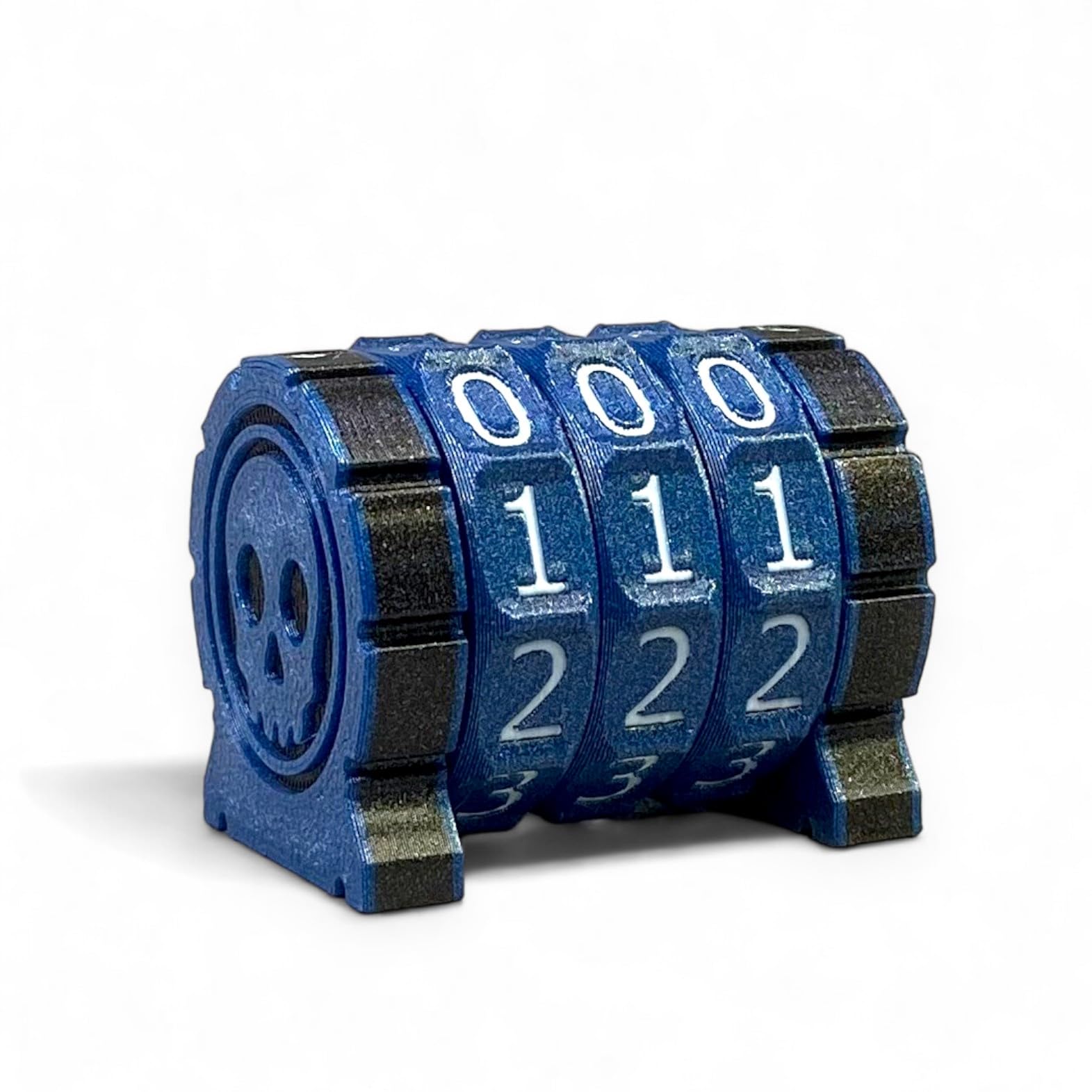 Lixusia Life Counter Health Tracker for Board Games, TTRPGs, and Card Games with Skull Symbol, Compatible with MTG, 3 Blue Wheels with White Numbers