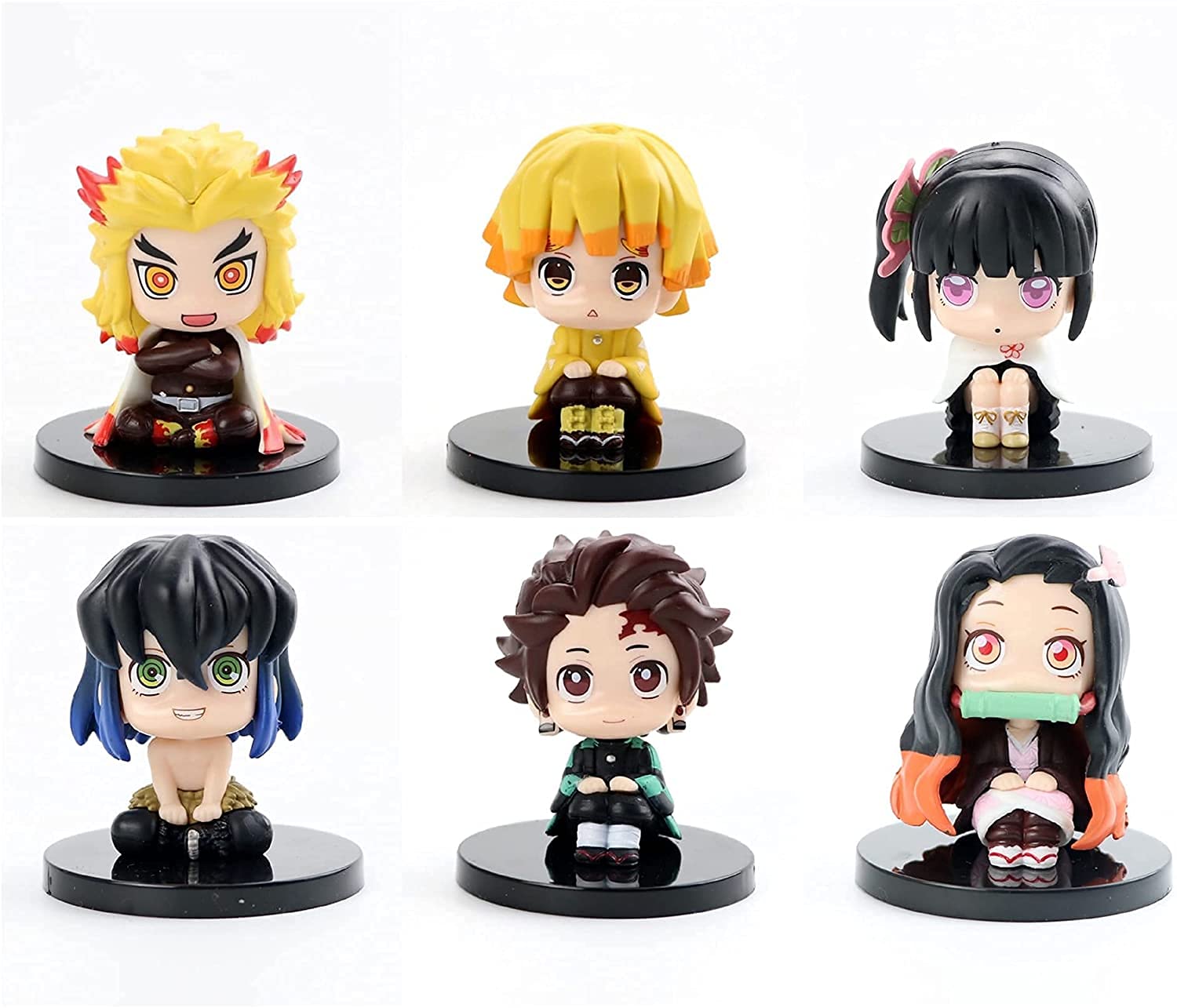 Demon Slayer Action Figures, PVC Model Dolls, Anime Figurine Tanjiro Nezuko Inosuke Doll Rengoku Zenitsu Shinobu Figures Toys Collections Set (6pcs)