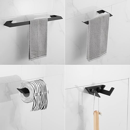 Miniatura 1 de Juego de 4 accesorios de baño de acero inoxidable para montar en la pared, incluye gancho para toallero de baño de 24 pulgadas, soporte para papel