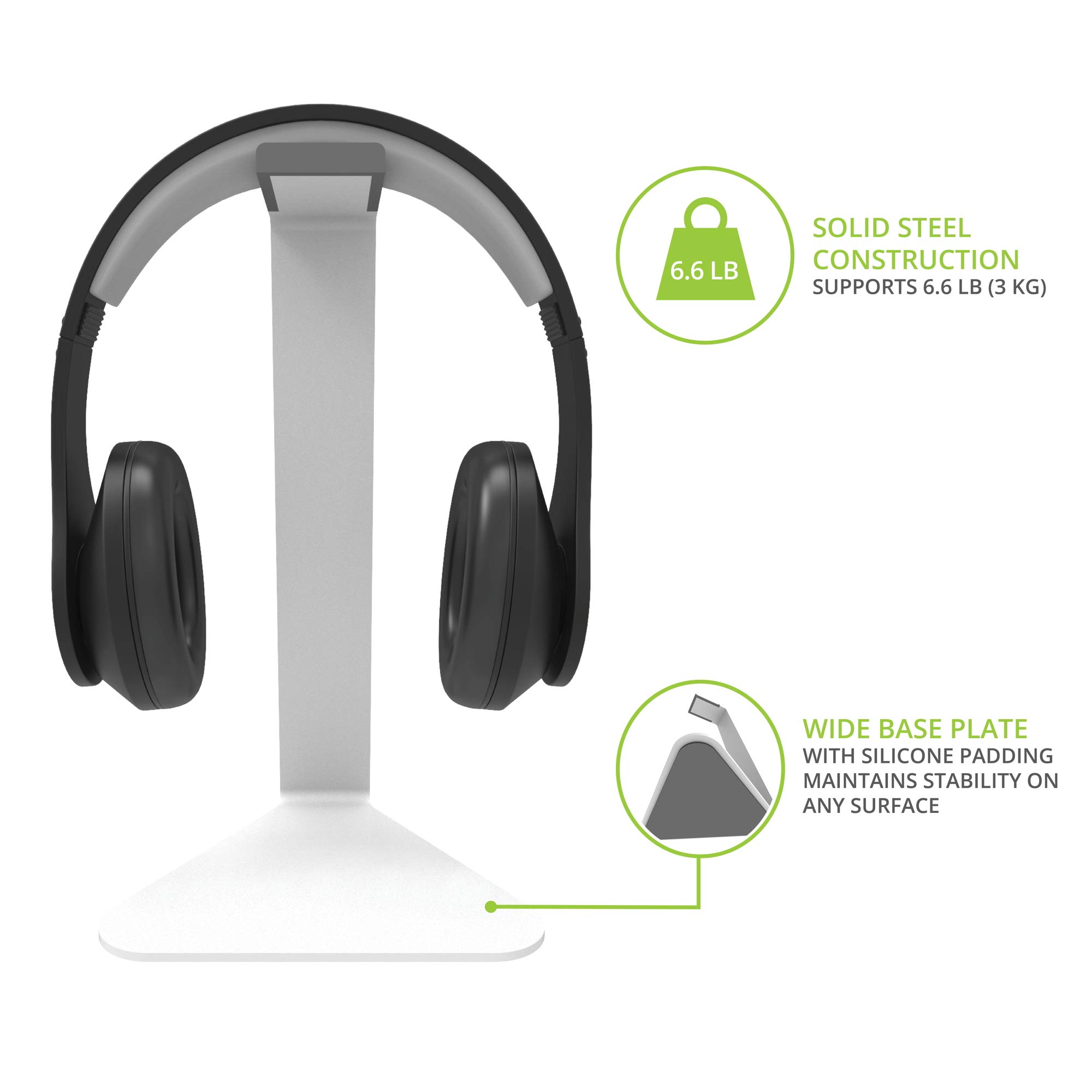 Kanto H1 - Soporte Universal para Auriculares con Acolchado de Silicona Curvado