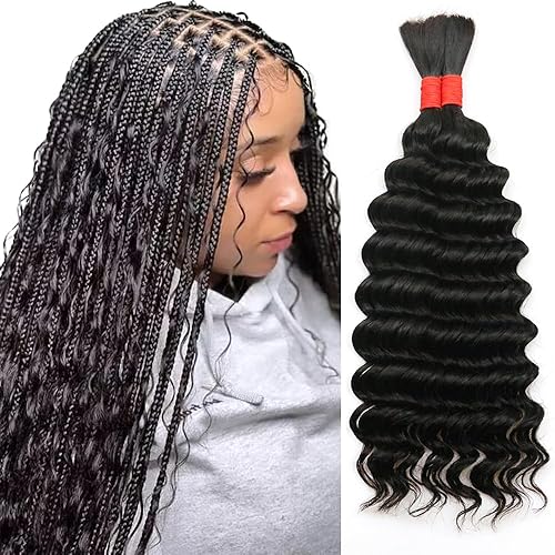Cabello humano ondulado profundo a granel para trenzar, sin trama, 3.53 oz (1 paquete - 2 paquetes), 100% cabello humano virgen brasileño sin