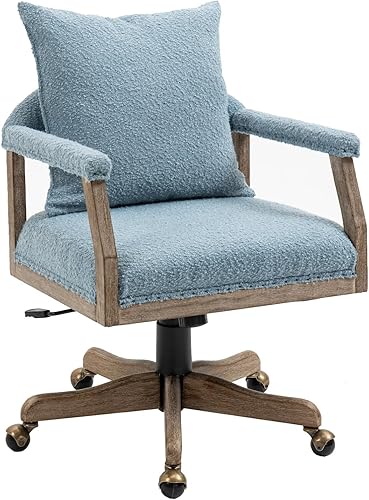 Silla de escritorio de oficina con ruedas, moderna silla de escritorio giratoria de altura ajustable con reposabrazos y respaldo ergonómico de tela