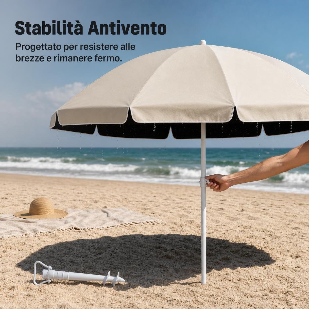 Ombrellone da Spiaggia con Protezione, Azzurro cielo