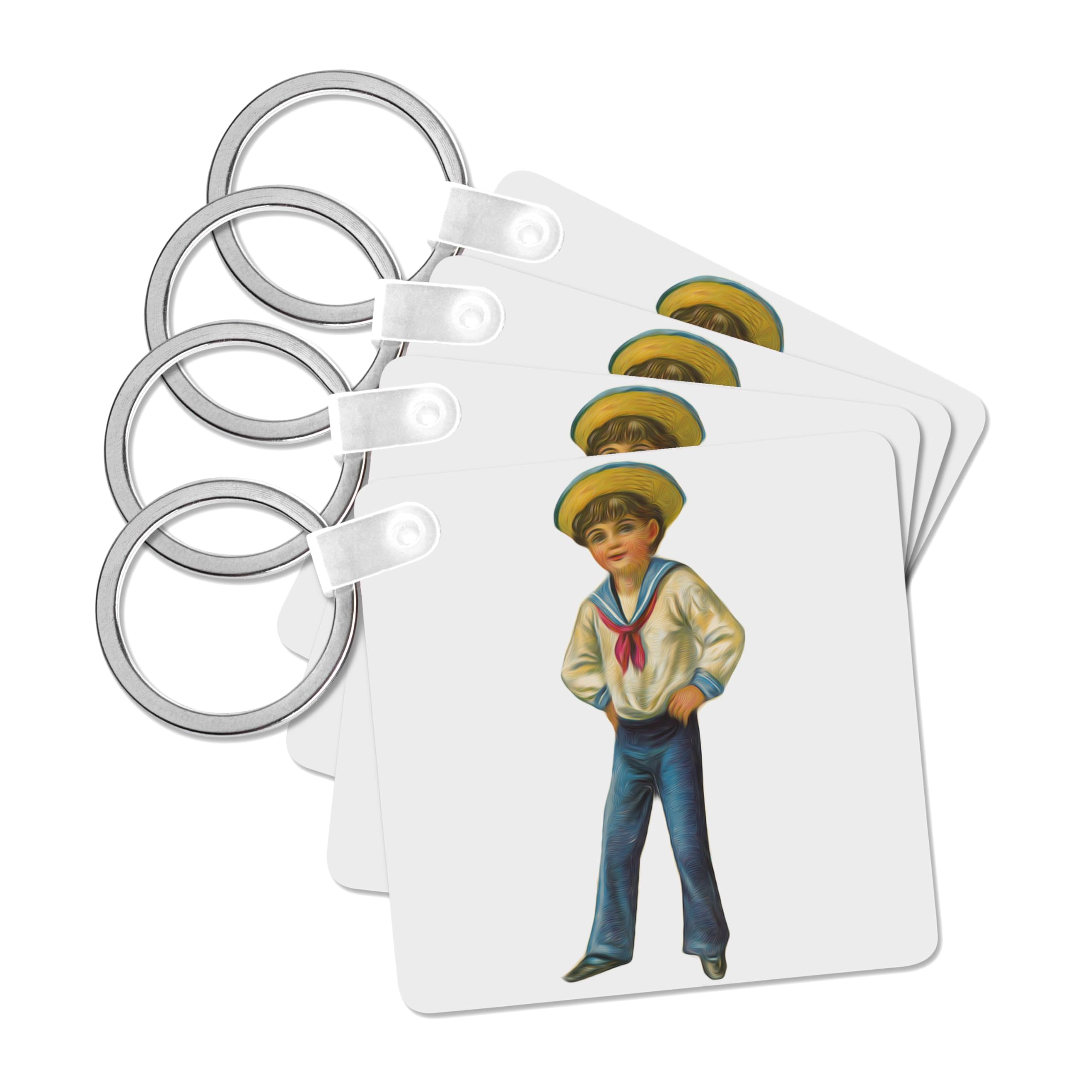 3dRose, Vintage Antique Victorian Sailor Boy Child Illustration, set of 4 Key Chains