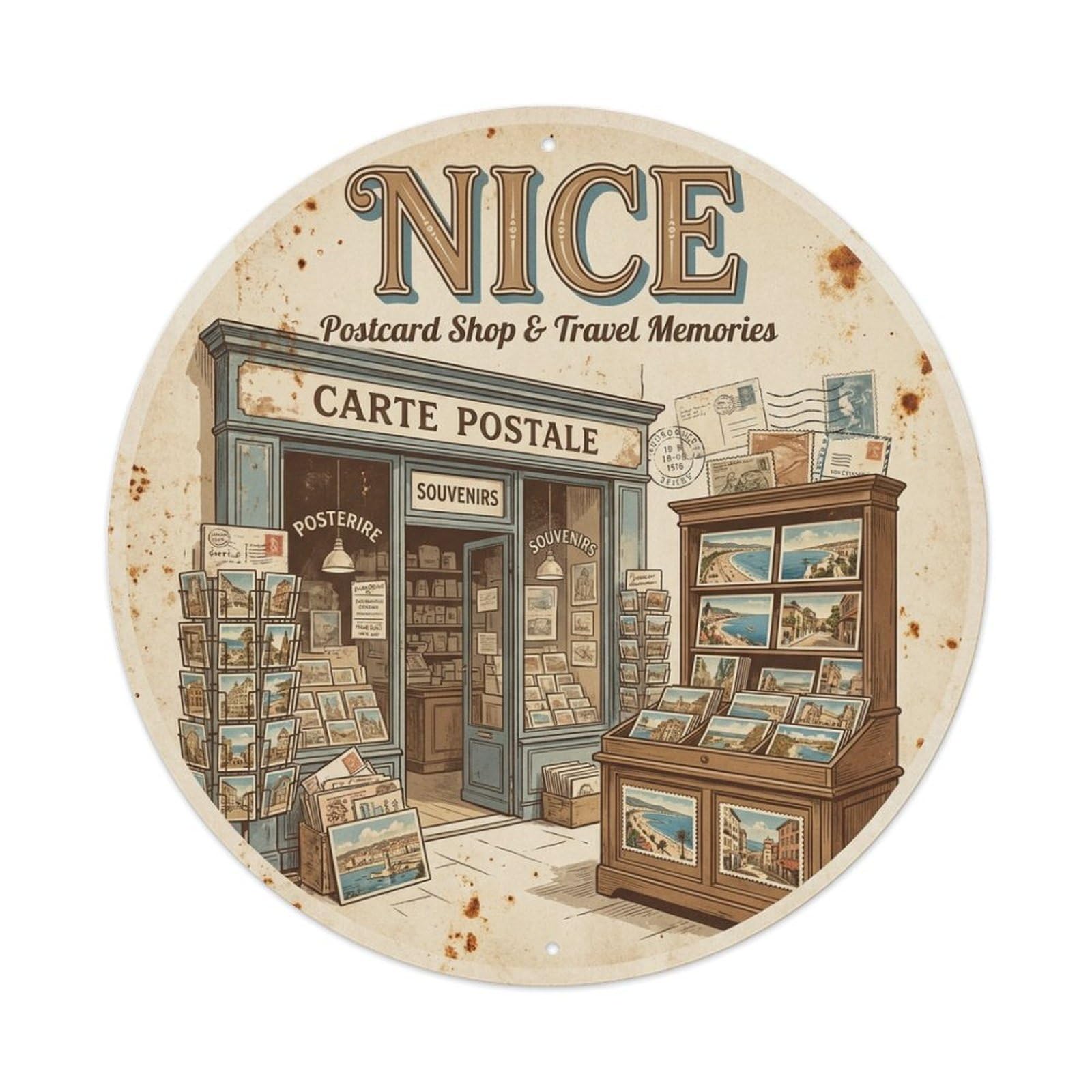 Olhnbad Style Craft Culture Postcard Shop Travel Memories Nice Metal Tin Sign