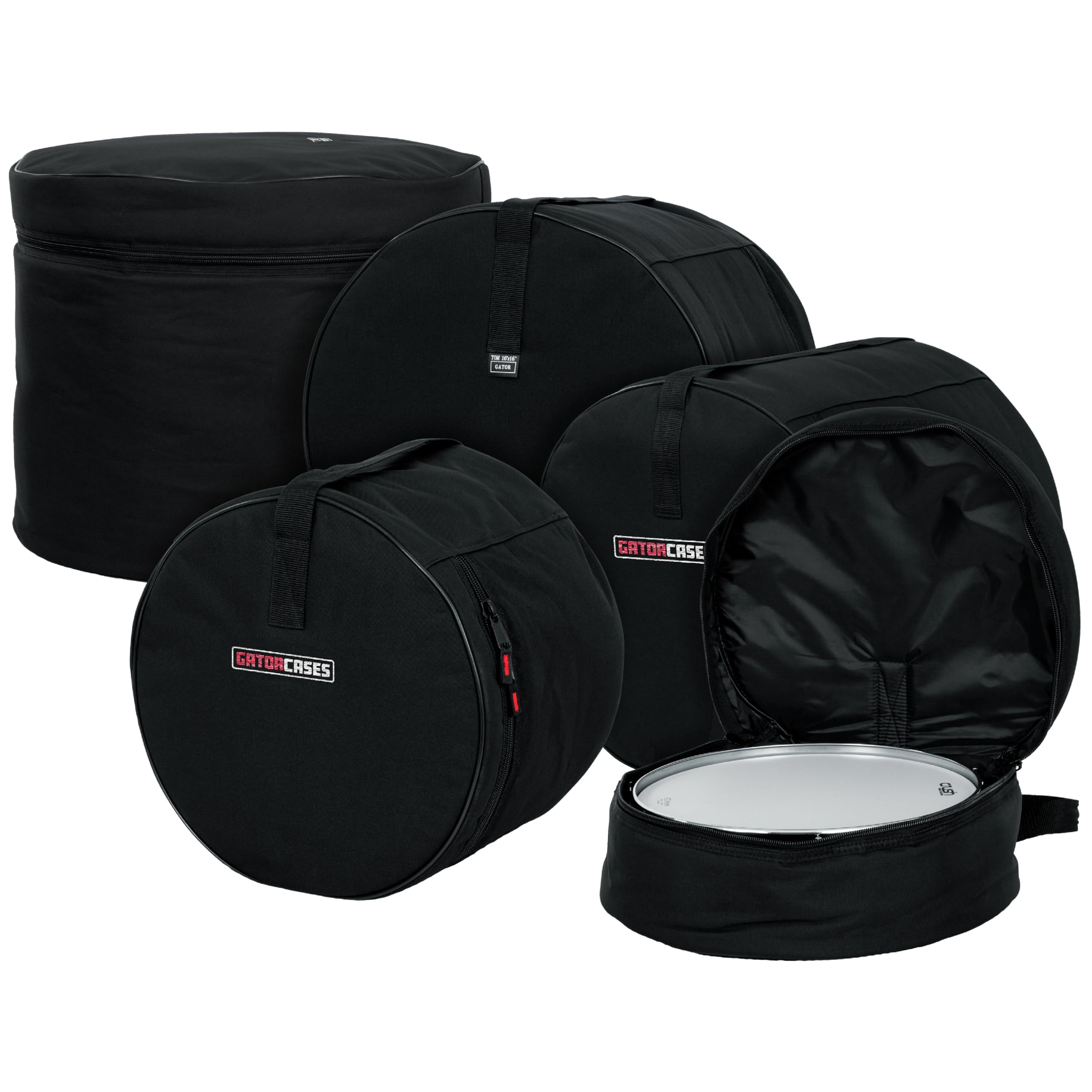 GatorCases GP-FUSION-100 Cases Protechtor Series 5 piece Padded Drum Bag Set for Fusion Kits, 22" Kick, 10" Tom, 12" Tom, 14" Tom, 14" Snare, Black