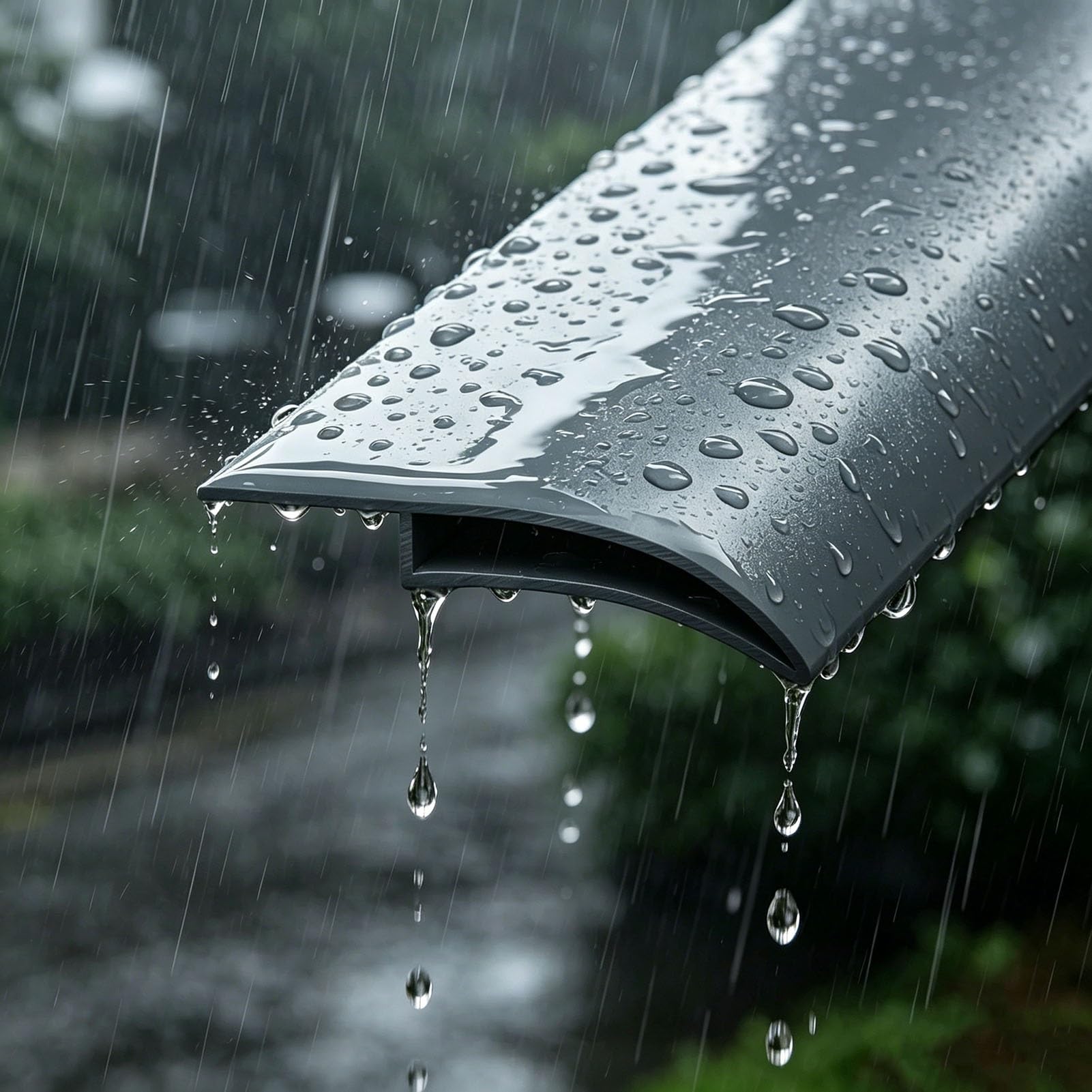 Weatherproof Exterior Walls Drip Edge Strip, Metal Rain Diverter Trim for Roof/Eaves, Gray Patio Drip Line, Rainwater Gutters Prevent Backflow(49.3mm (2"),3.0m (10ft))