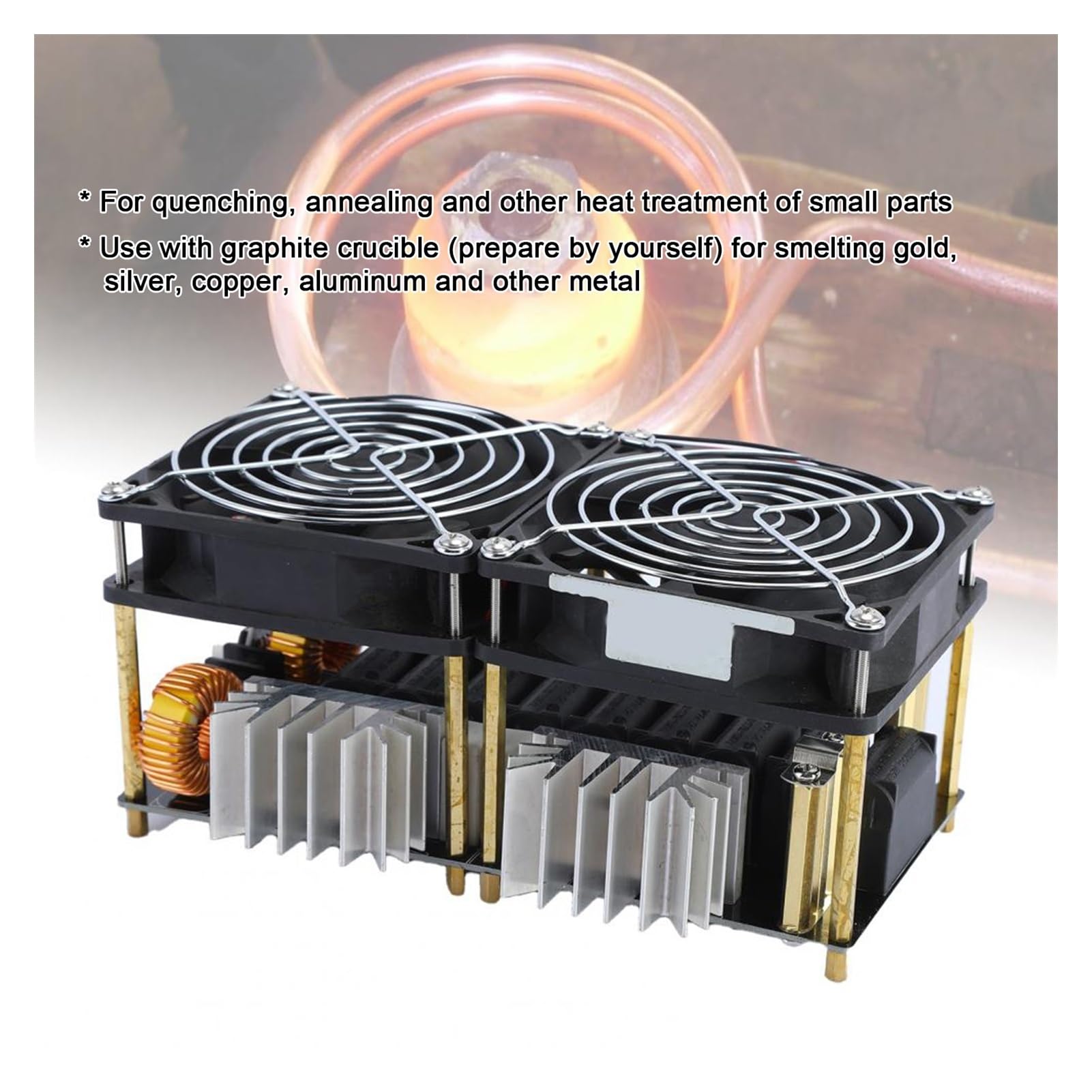 Nagrzewnica indukcyjna, 2500W 50A DC 12-48V indukcyjna płyta grzewcza ZVS moduł zasilania wysokiej częstotliwości niskonapięciowy podgrzewacz sterownika Flyback(2500W)