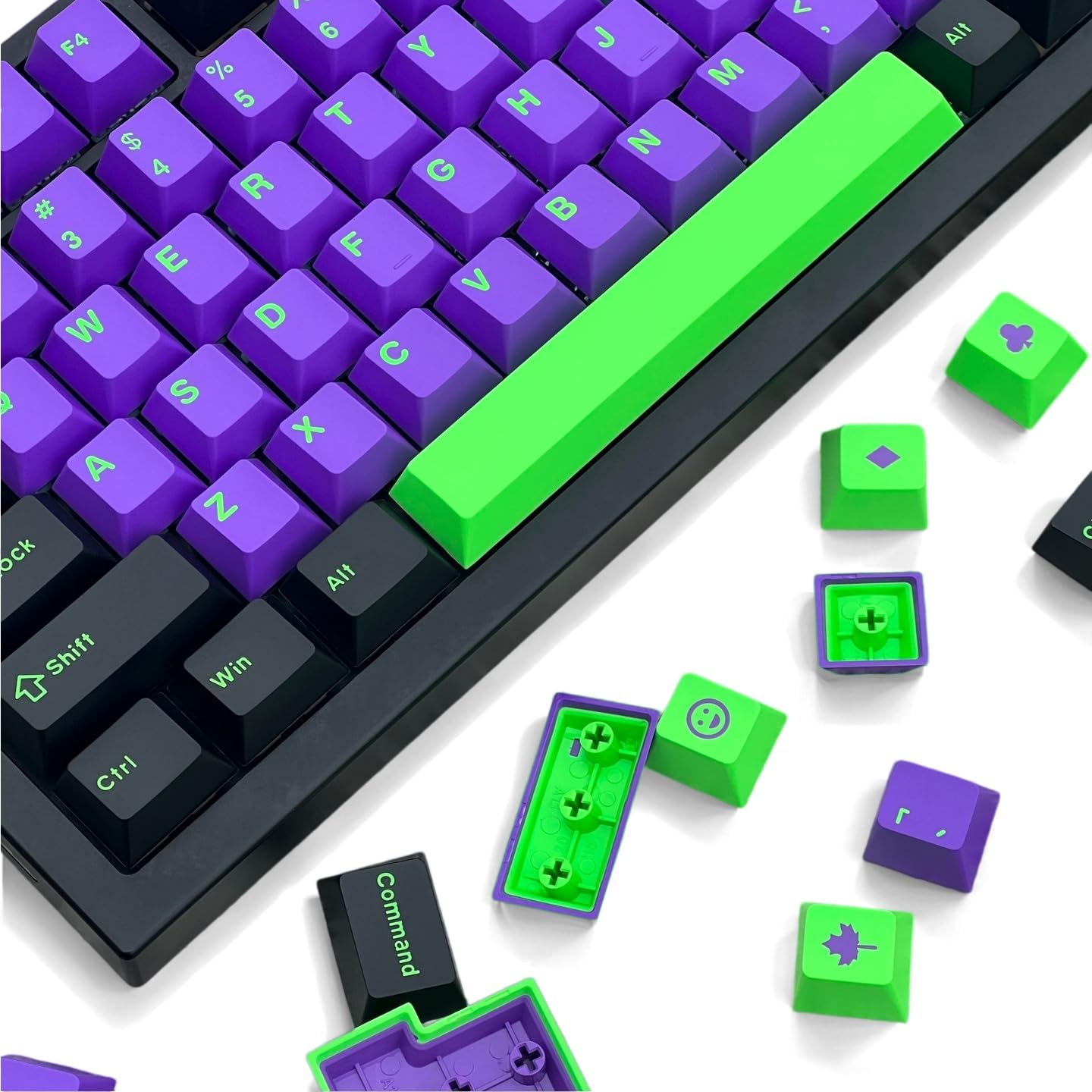 Set de Touches Clavier PBT 163 Clés Double Injection Opacité Totale Non Rétro-éclairé Profil Cherry pour Switches MX-Compatible Clavier Mécanique Gaming