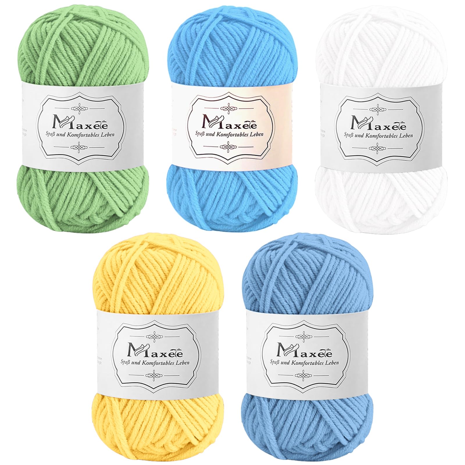Maxee Häkelgarn 500g (50g*10 Farbe), Acryl Wolle Zum Stricken, Garn zum Häkeln und Stricken, Hand Knitting Yarn Set, Handstrickgarn Baumwollgarn für Häkeln, Wolle zum Stricken und Kunsthandwerk
