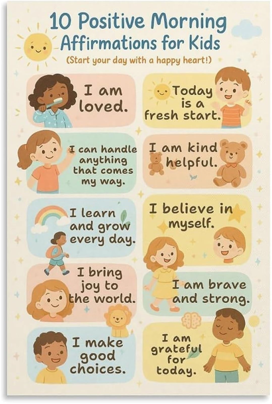 ZDVHOMCB Inspiring Morning Poster Preschool Classroom Wall-Art for Bedroom Daycare(Unframed,16x24inch(40x60cm))