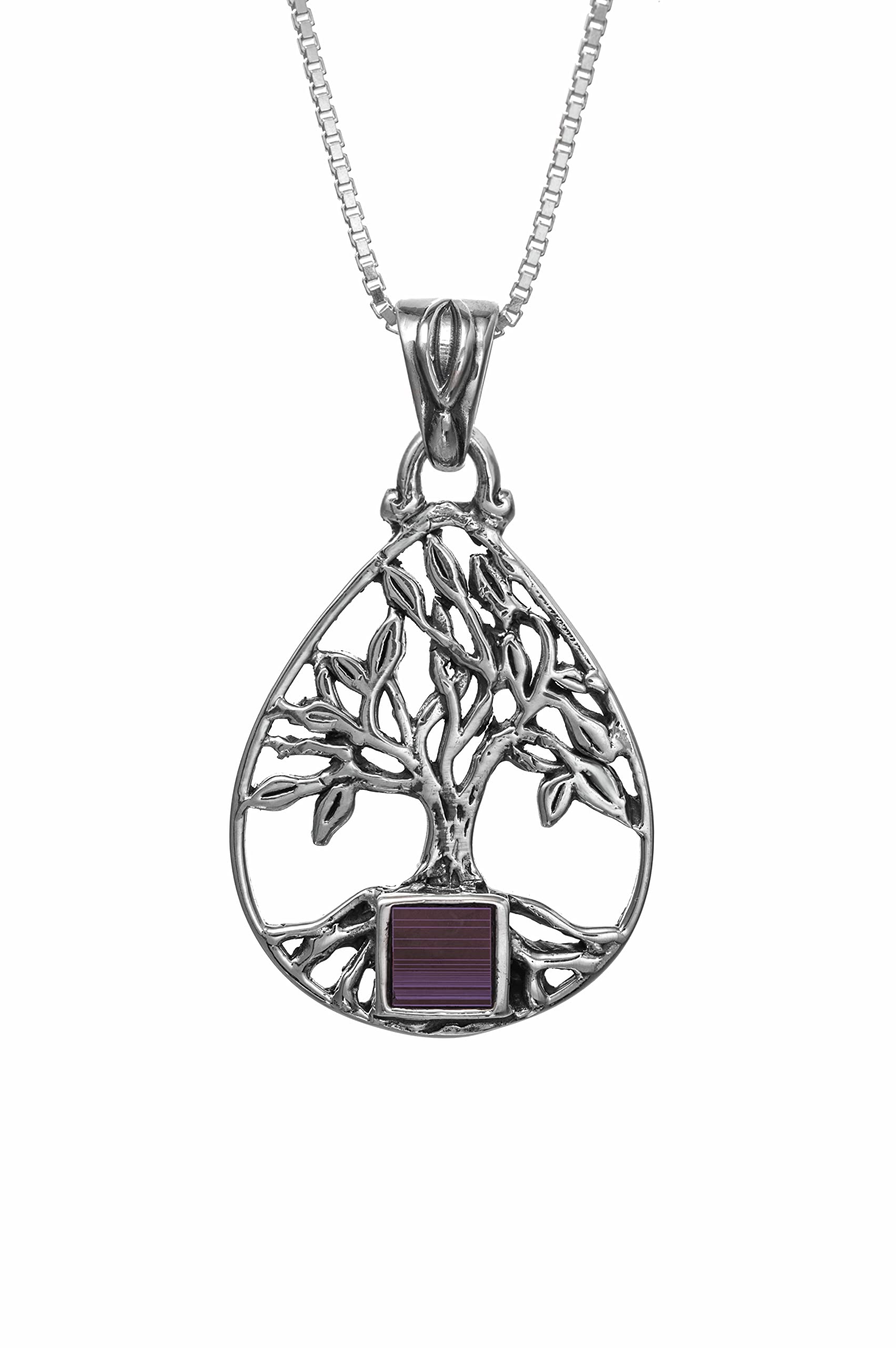 Nano Sim Old Bible Silver Pendant Tree of Life with Drop