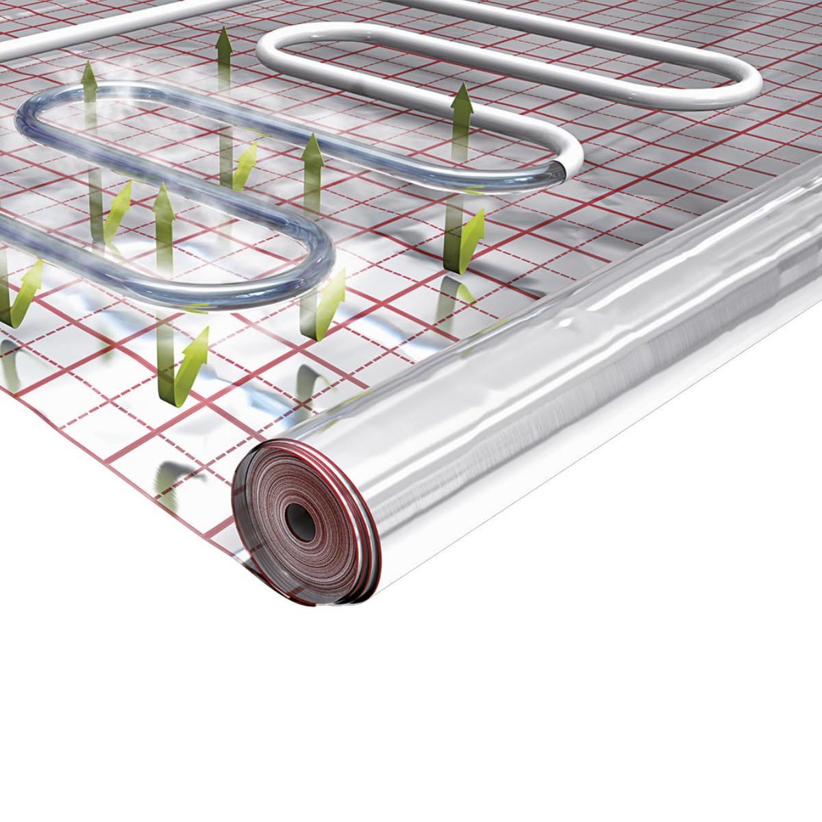 KAUFDACH® HOTFLOOR 1,0m x 50,0m für Fußbodenheizung Rasterfolie Fußbodenisolierung Alufolie
