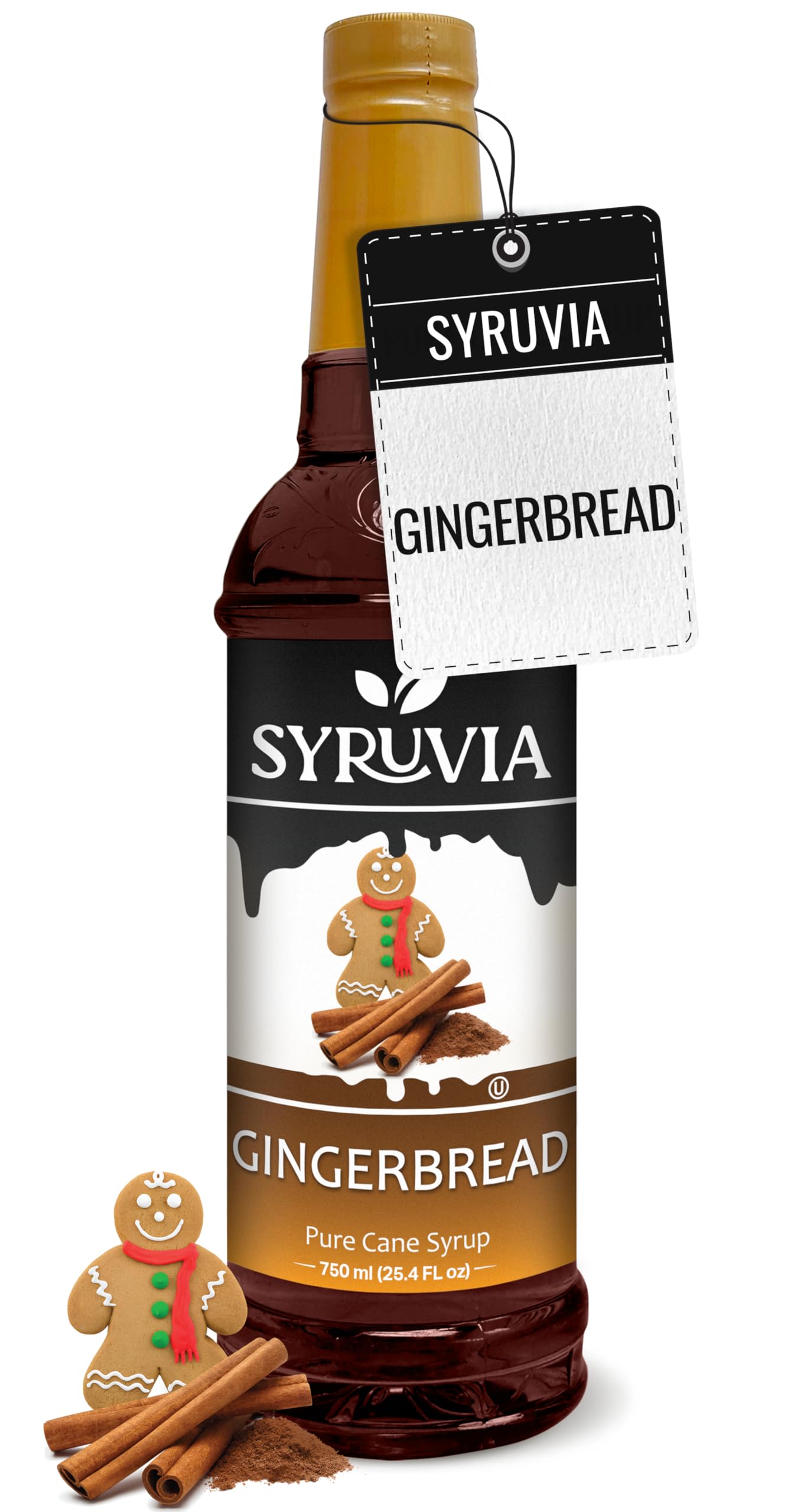 Syruvia Gingerbread Syrup for Coffee, Flavored Syrup for Drinks, Lattes, and Desserts – 25.4 fl oz