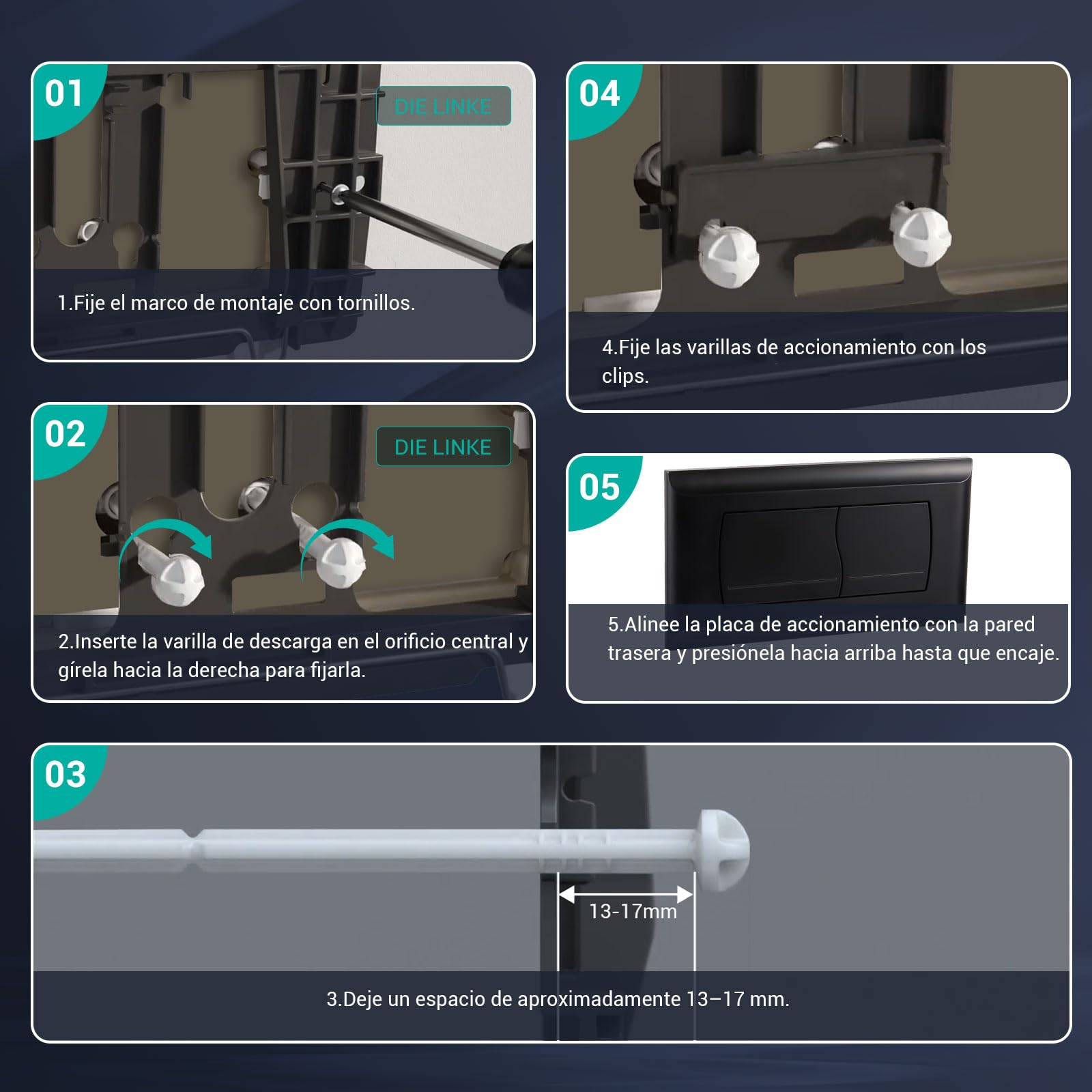Empyreal Placa de Descarga para Cisterna de WC, Compatible con Geberit Twinline 30&UP130, Con el Kit de la Palanca de Descarga y Tornillos, Doble Función,340 x 185mm(Negro Mate)