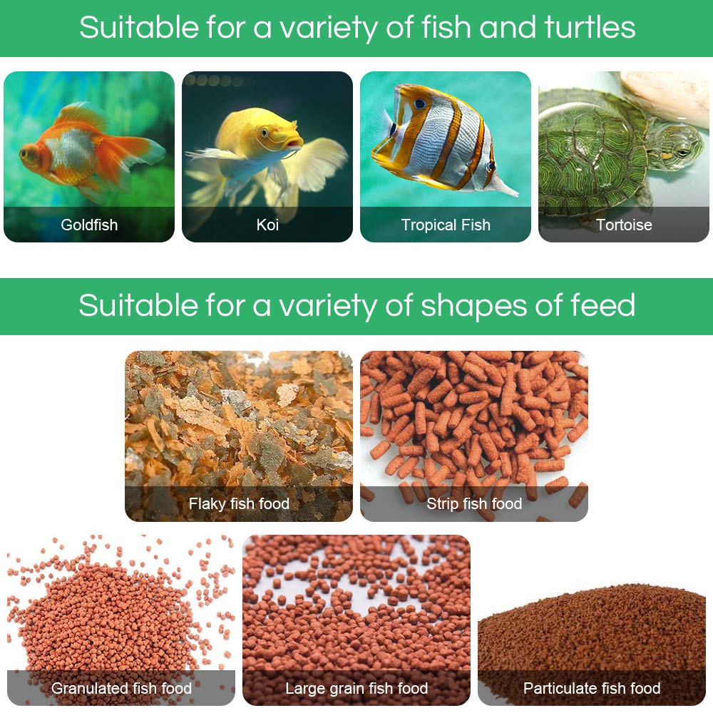 Petbank Distributeur Nourriture Poisson Aquarium - Timer Rechargeable avec Câble de USB Charger, Distributeur Automatique Aquarium avec Ecran LCD, Distributeur Nourriture Tortue,Vert - 5