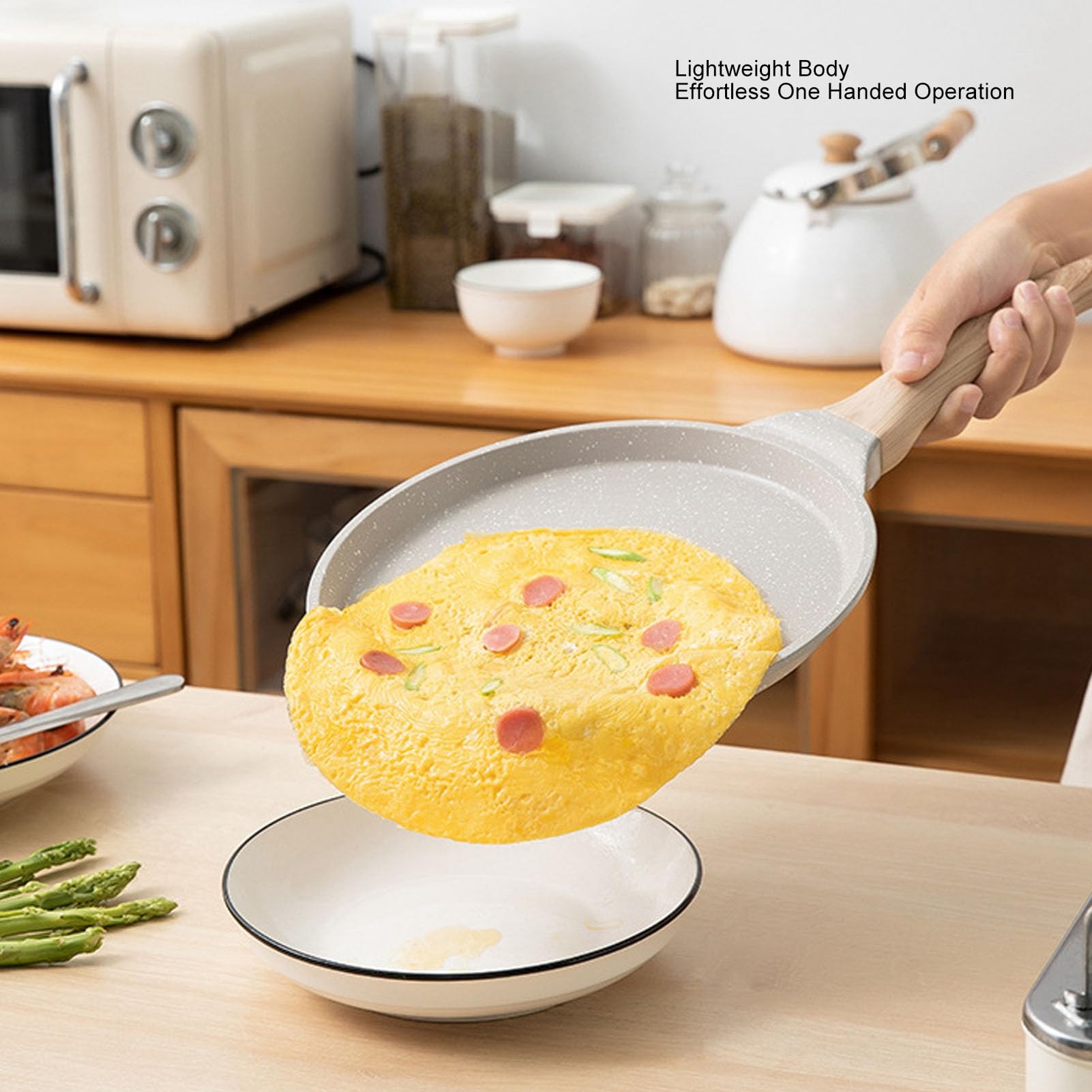 Natudeco Crepe Pancake Pan Aluminium Alloy Induction Cookware Flat Nonstick Cooking Pan for Home Restaurants