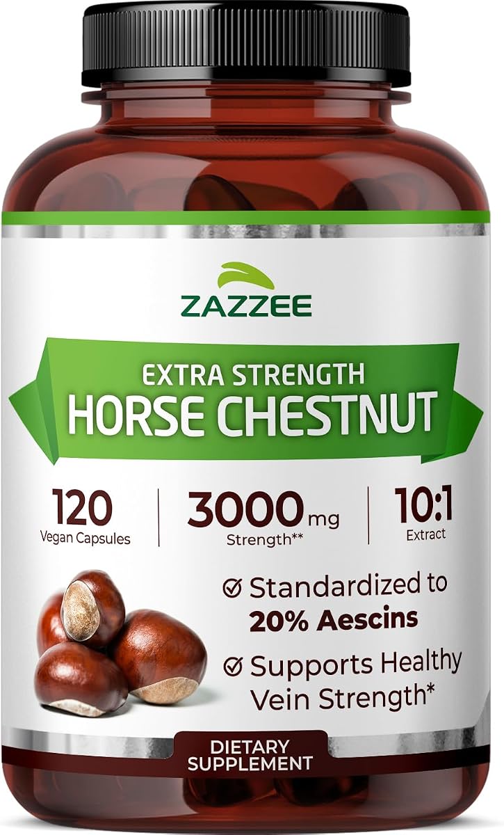 Extracto 10:1 de castaño de indias extra fuerte de Zazzee, 20 % de escina, vegano