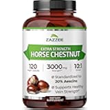 Extra Strength Horse Chestnut 10:1 Extract, 3000 mg Strength, 20% Aescins, 4 Month Supply, 120 Vegan Capsules, Concentrated and Standardized 10X Extract, All-Natural, Non-GMO, Made in The USA