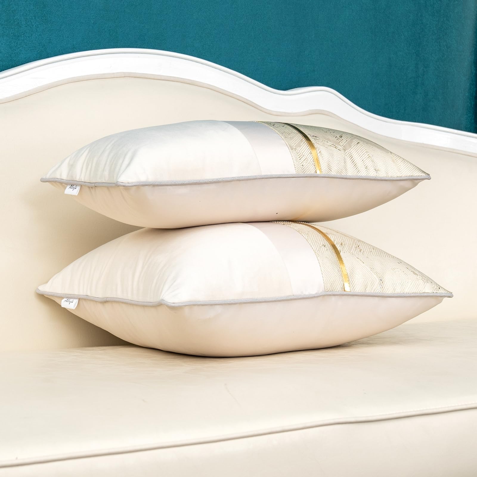 Drmstow Federa per cuscino marrone con motivo dalia, 40 x 45 cm, colore grigio, motivo floreale, per divano letto, soggiorno, set di 2