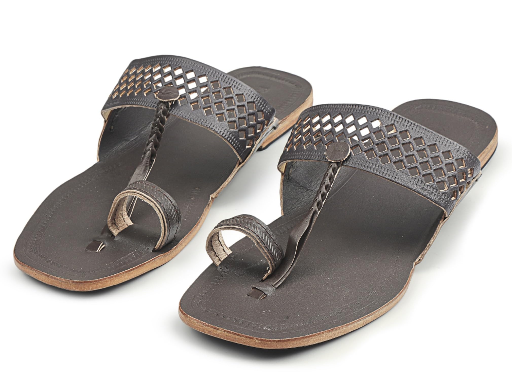 KORAKARI Mens Diamond Punching Kolhapuri Chappal Handcrafted Leather Sandal Durable Dark Brown Slipper Anti Slip Design Flip Flops Traditional Footwear (UK-09) (B0BD81G81Q) Amazon Price History, Amazon Price Tracker