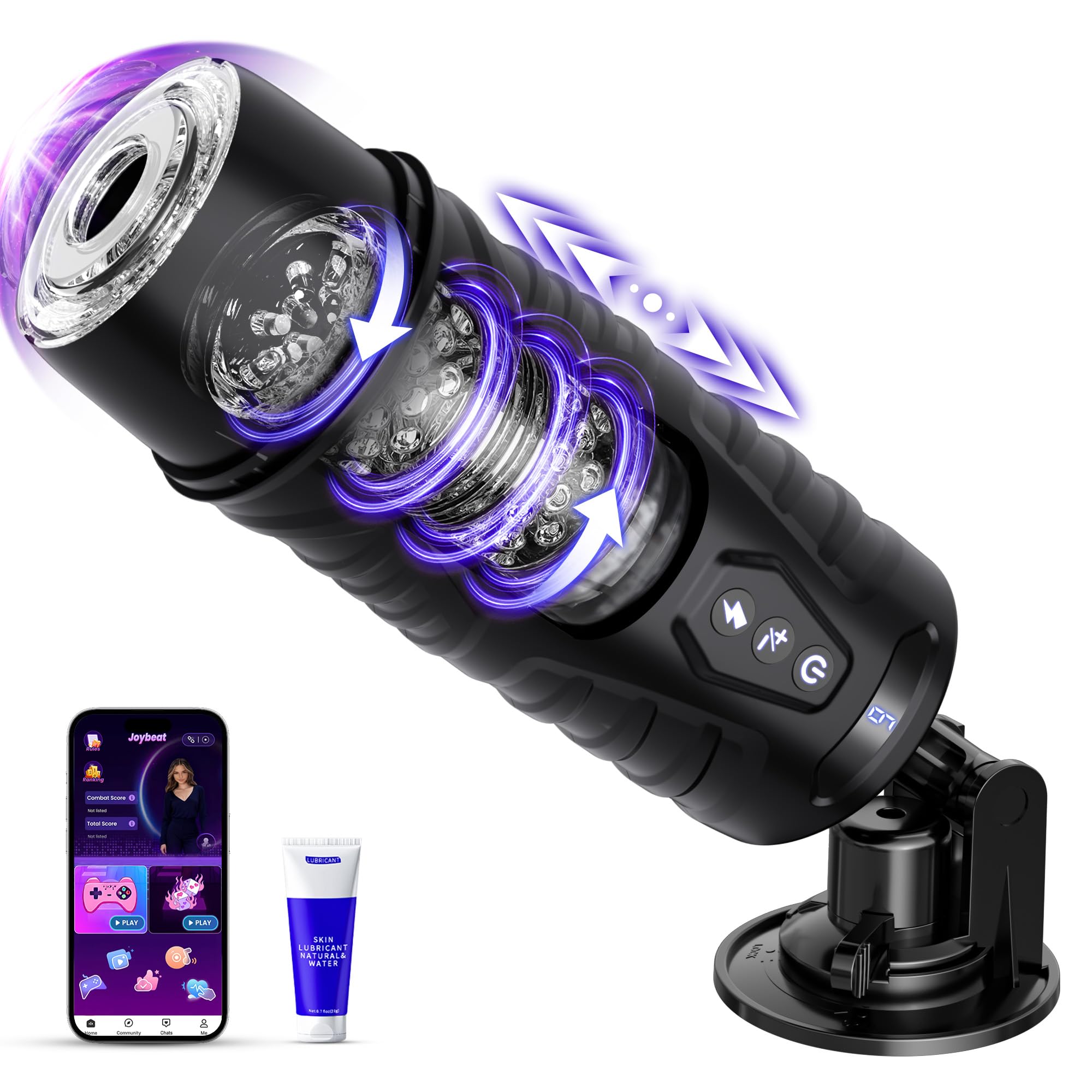 Masturbator AI-Interaktion Masturbieren für Männer mit 7 Modi Teleskopfunktion und Rotation, Sex Spielzeug für die Männer, Penis App-Steuerung LCD Display Masturbatoren