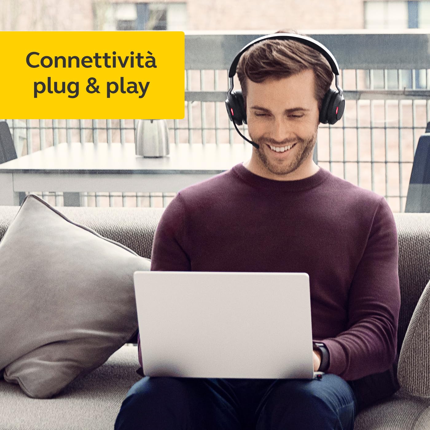 Jabra Evolve2 65 Wireless PC Headset – Noise Cancelling, Tutte le piattaforme, USB-A dongle, Nero, Stereo