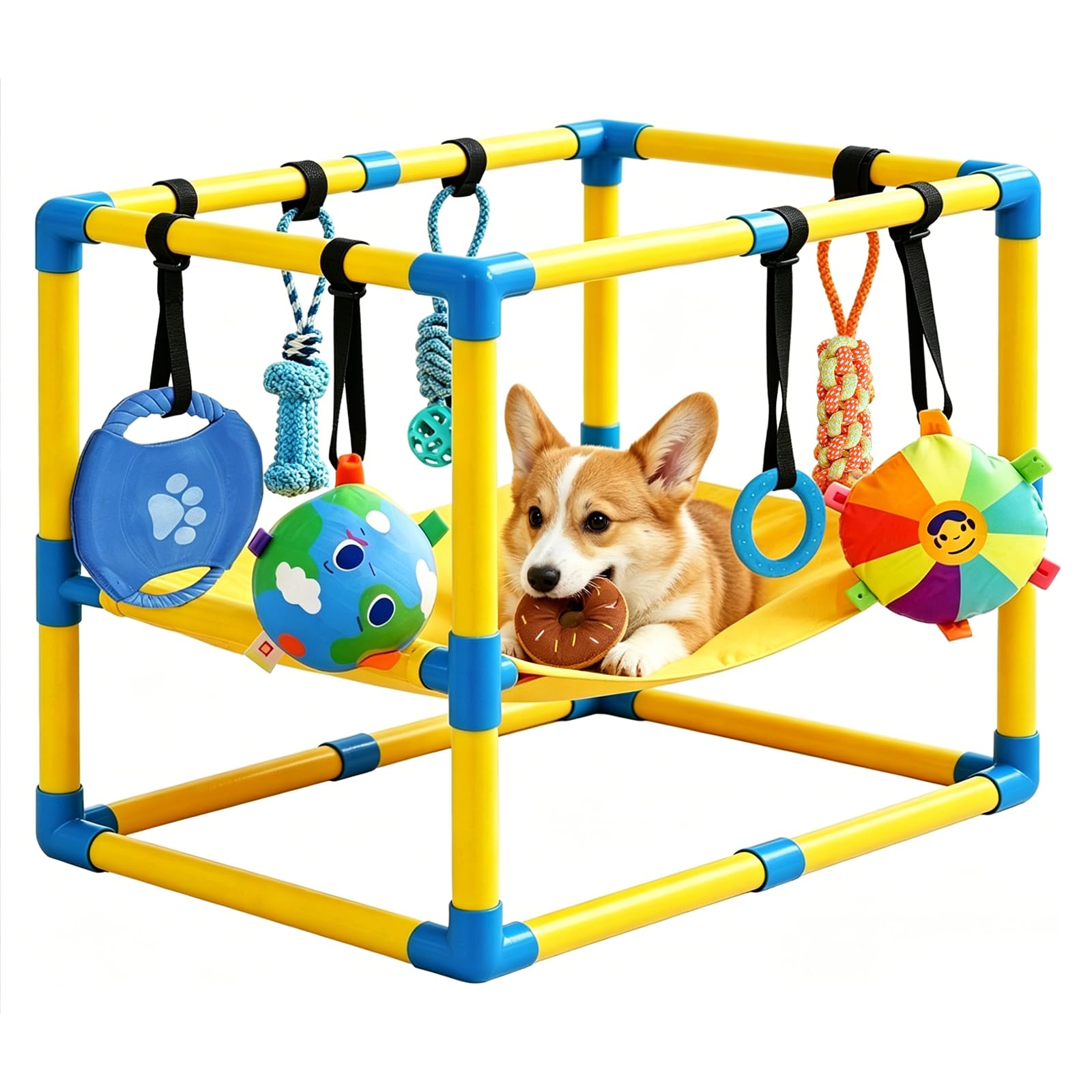 Palestra di gioco per cani di piccola taglia con 9 giocattoli appesi