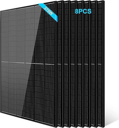 SUNGOLDPOWER - 8 paneles solares monocristalinos de 370 W, células solares de grado A, impermeable IP68, panel solar de alta eficiencia para