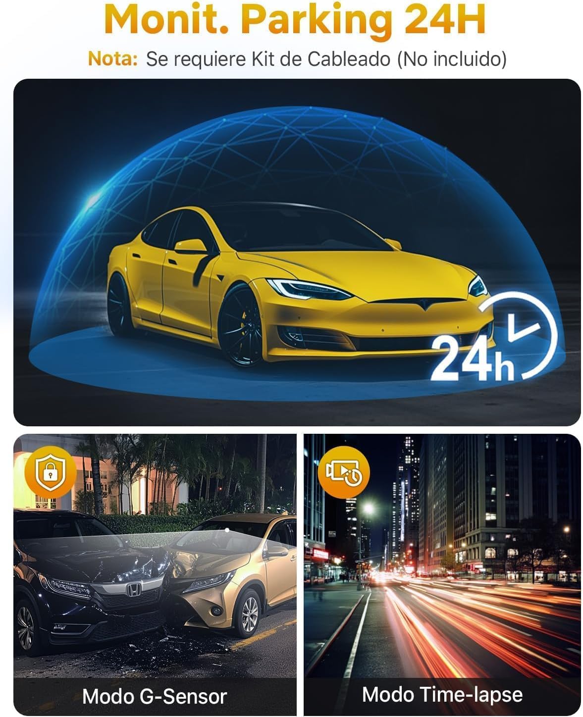 GKU 4K Dashcam WiFi con Tarjeta 64GB, Dash CAM Coche UHD 2160P, Cámara Coche Gran Angular 170°, Visión Nocturna WDR, App, Sensor G, Grabación en Bucle, Aparcamiento 24H, hasta 256GB