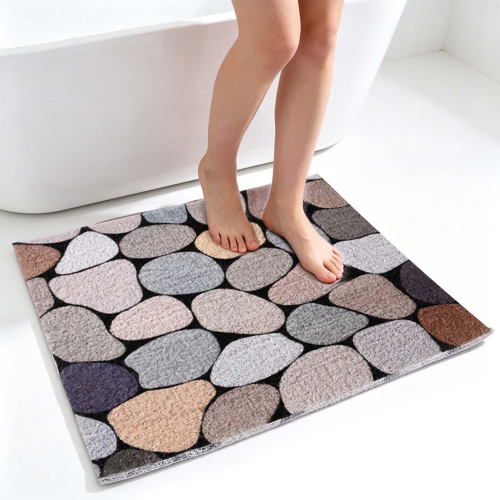 Shower Mat Non Slip, 60x60cm Inside Shower Mat Anti Mould Antibacterial, Soft PVC Loofah Massage Shower Bath Mat with Anti-slip Grid Bottom Quick Drying Shower Mats for Bathroom Wet Showers Areas (B)