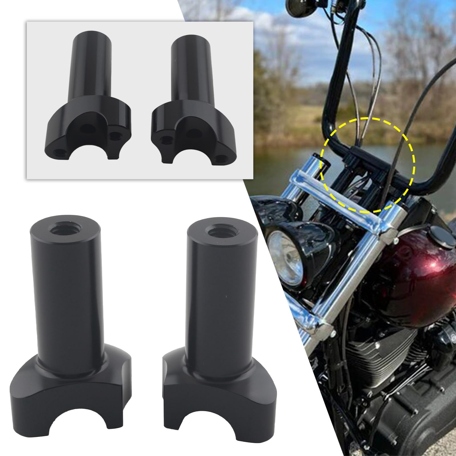 3.5 "akcesoria Motocyklowe Wspornik Kierownicy Motocykl Pasuje Do Harley Davidson Dyna Street Bob Softail Sportster Zacisk Wspornika Kierownicy(Black)