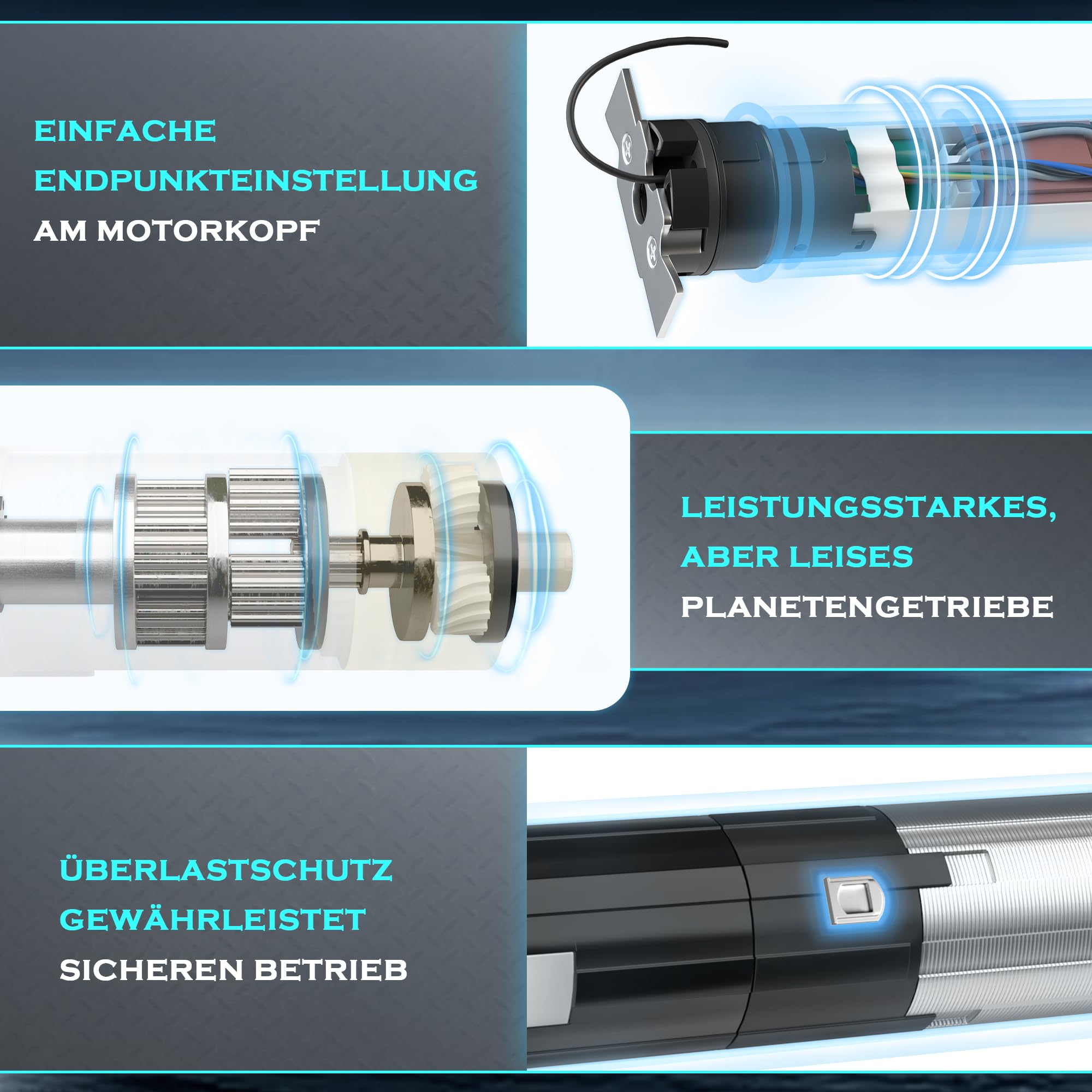 jarolift Elektronischer TDEF 10/14 Funk Rollladenmotor Funk-Rohrmotor, SW40, Zugkraft 27 kg, Komplettset, Blockiererkennung, Überlastungsschutz