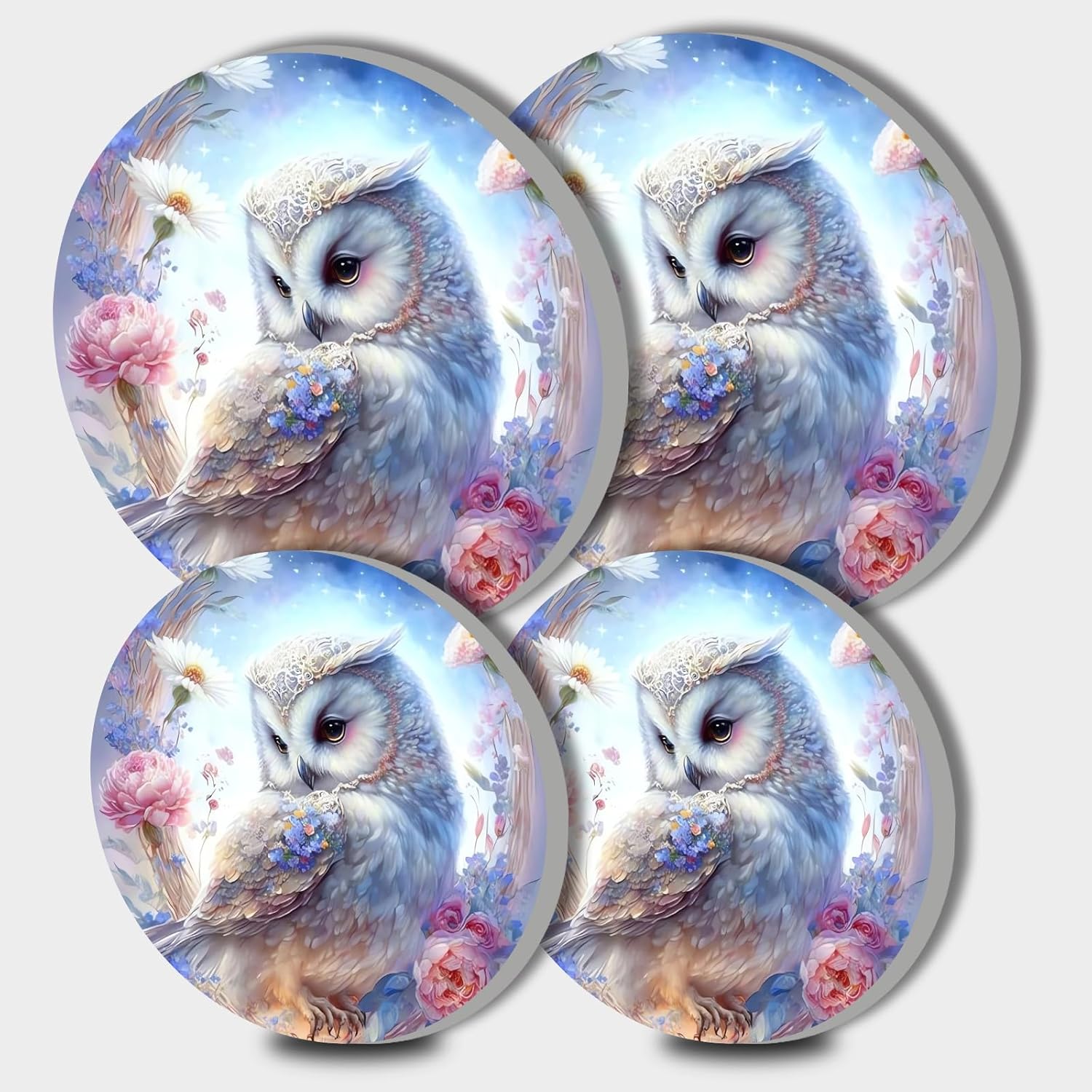 Beautiful Owl Electric Stove Burner Covers, Set of 4 Round