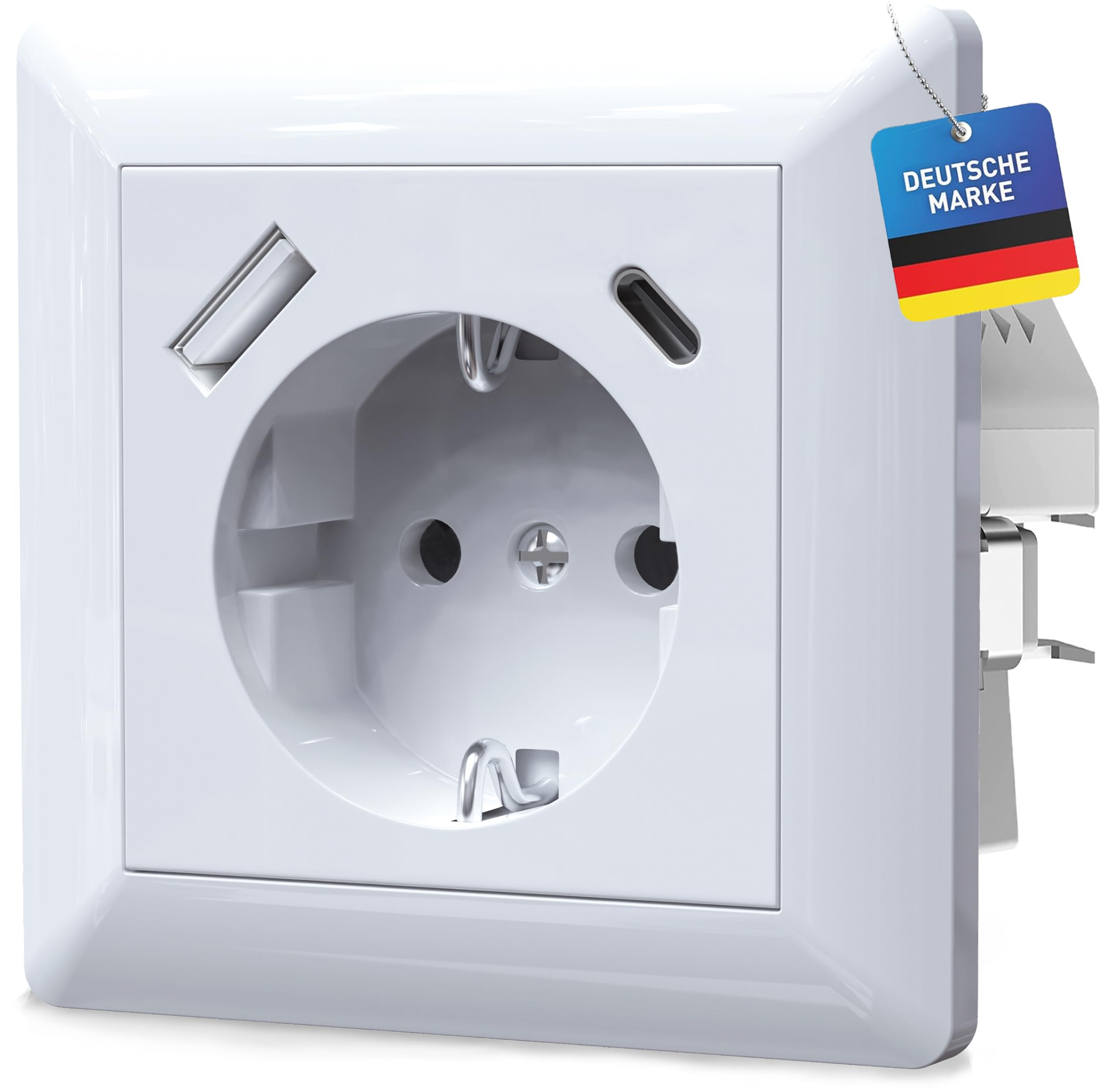 Steckdose Schnellladegerät USB-C USB-A PD 3.0 QC Helios Standard Klassisch Unterputz Wand kompatibel mit GIRA Jung Merten Busch Jaeger Reinweiß Alpinweiß Smartphone Tablet Power Delivery Quick Charge